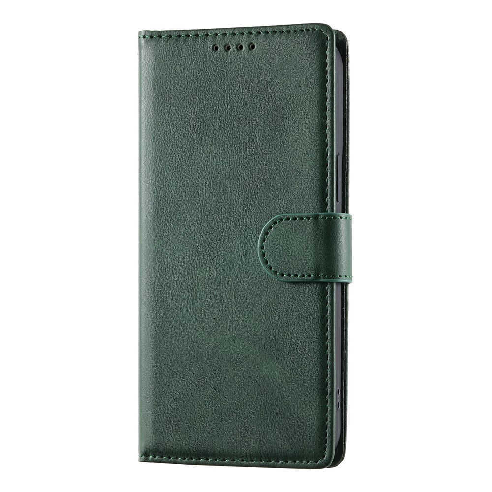 For Xiaomi Redmi Note 15 Pro 4G (Global) Case Stand Wallet Calf Texture PU Leather Flip Phone Cover with Wrist Strap - Green