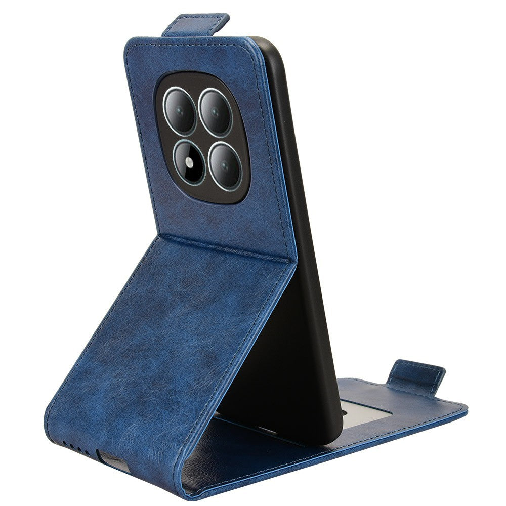 For Xiaomi Redmi Note 15 Pro 4G (Global) Stand Case Magnetic Clasp Vertical Flip Leather Phone Cover with Card Holder - Dark Blue