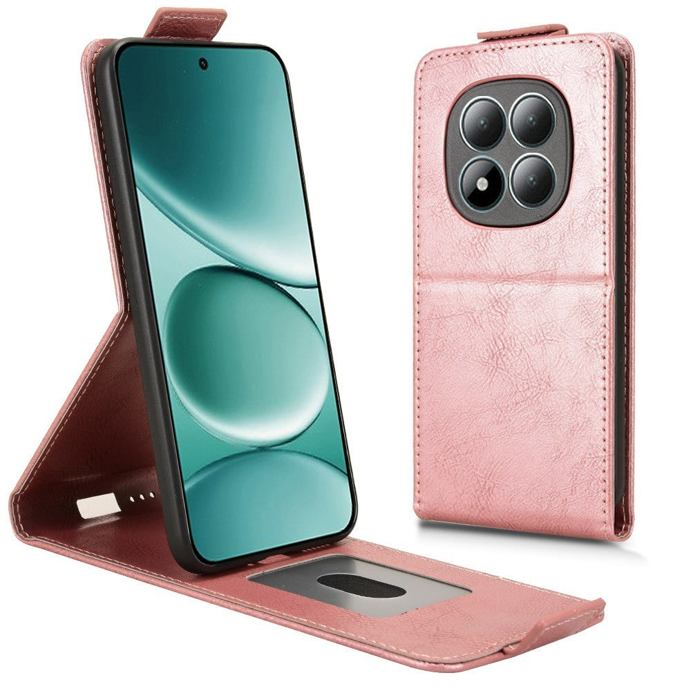 For Xiaomi Redmi Note 15 Pro 4G (Global) Stand Case Magnetic Clasp Vertical Flip Leather Phone Cover with Card Holder - Rose Gold