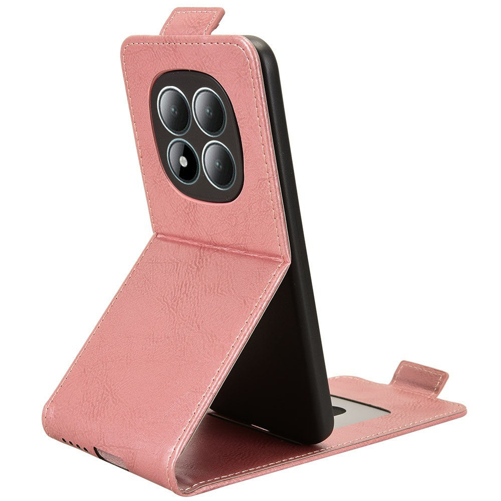For Xiaomi Redmi Note 15 Pro 4G (Global) Stand Case Magnetic Clasp Vertical Flip Leather Phone Cover with Card Holder - Rose Gold
