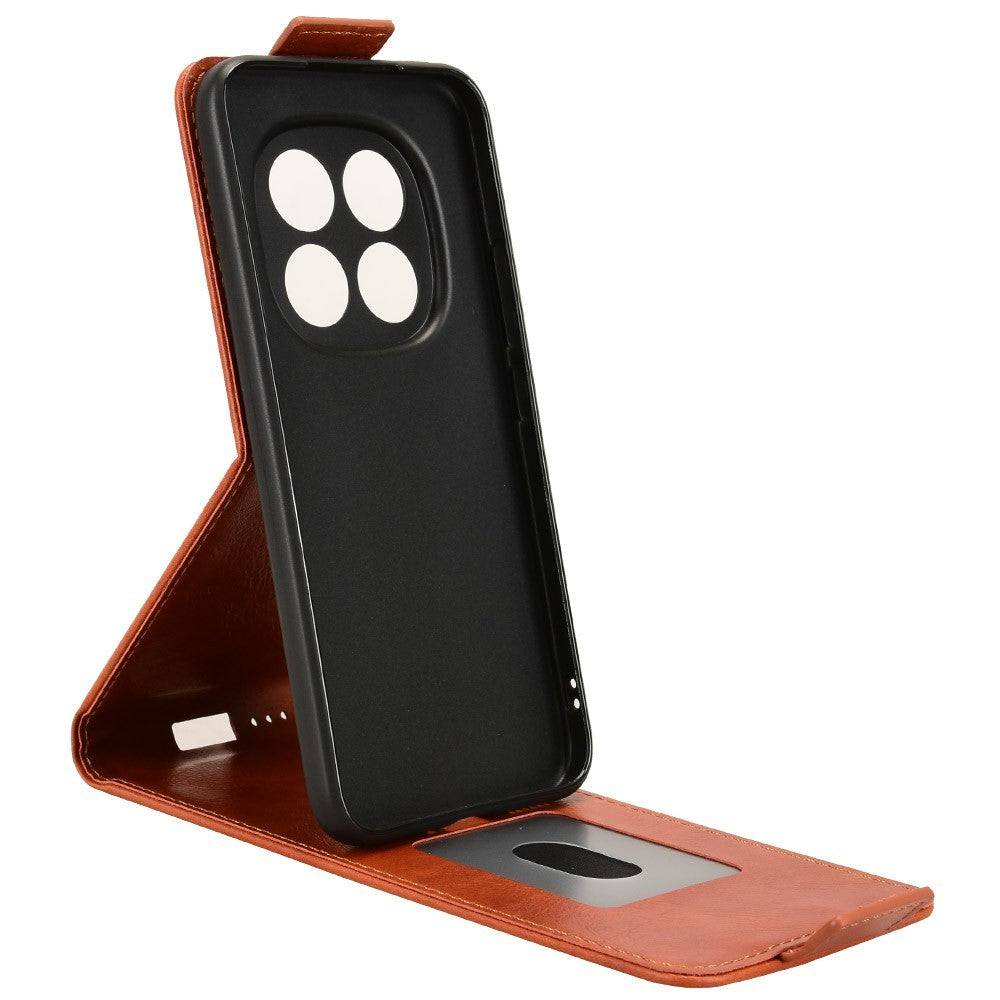 For Xiaomi Redmi Note 15 Pro 4G (Global) Stand Case Magnetic Clasp Vertical Flip Leather Phone Cover with Card Holder - Orange