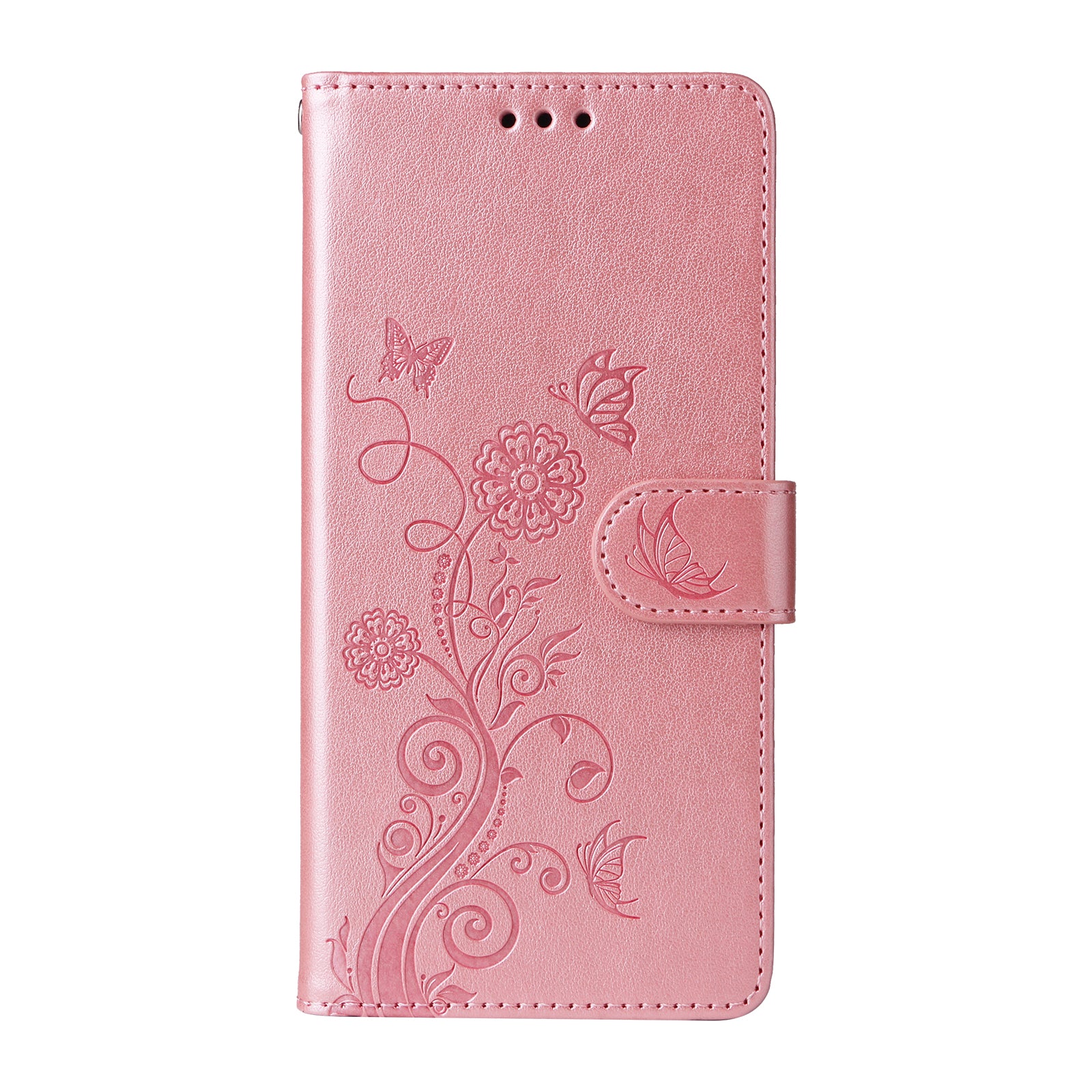 For Xiaomi Redmi Note 15 Pro 4G (Global) Leather Case Butterfly Floral Imprint Wallet Stand Cover - Pink