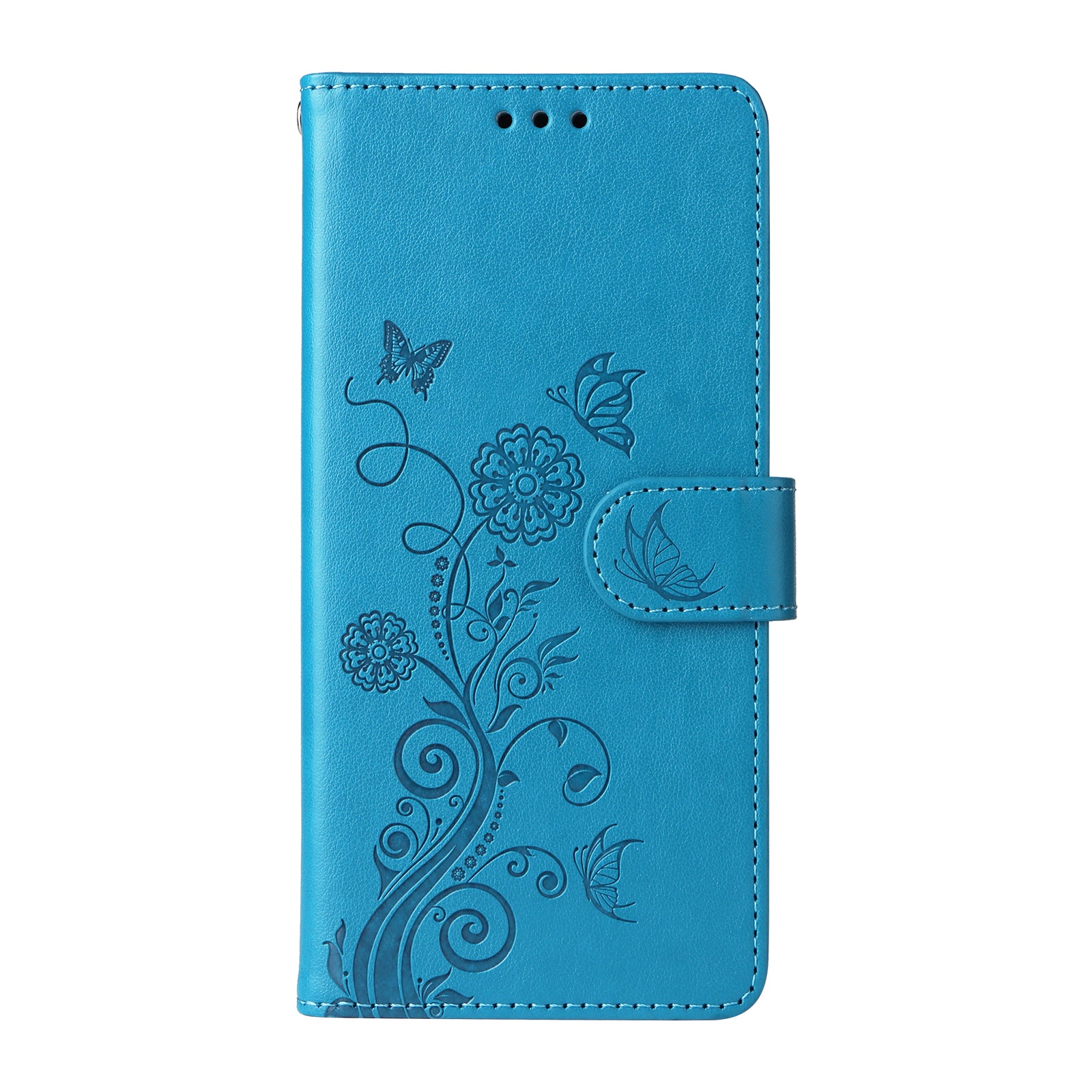 For Xiaomi Redmi Note 15 Pro 4G (Global) Leather Case Butterfly Floral Imprint Wallet Stand Cover - Blue