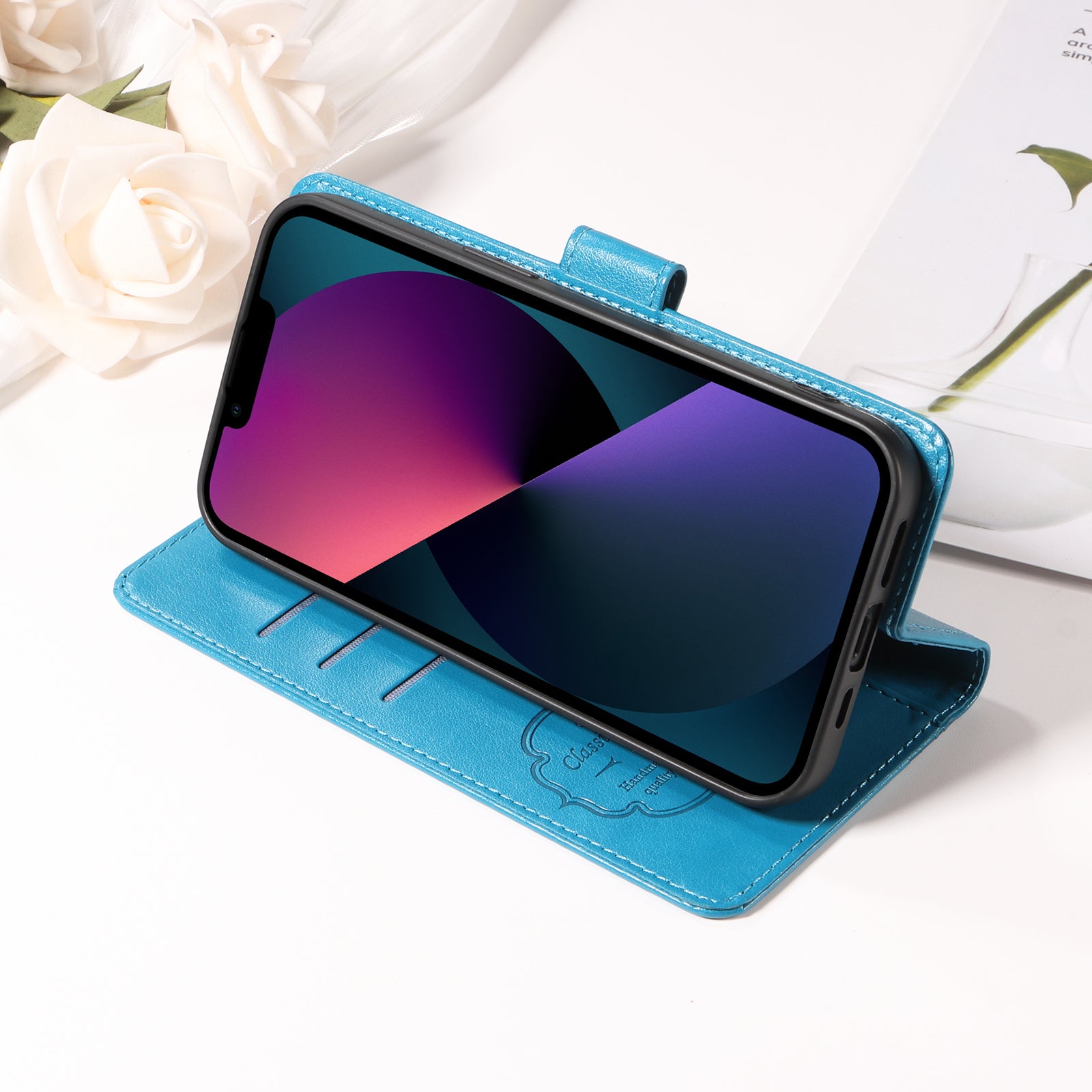 For Xiaomi Redmi Note 15 Pro 4G (Global) Leather Case Butterfly Floral Imprint Wallet Stand Cover - Blue