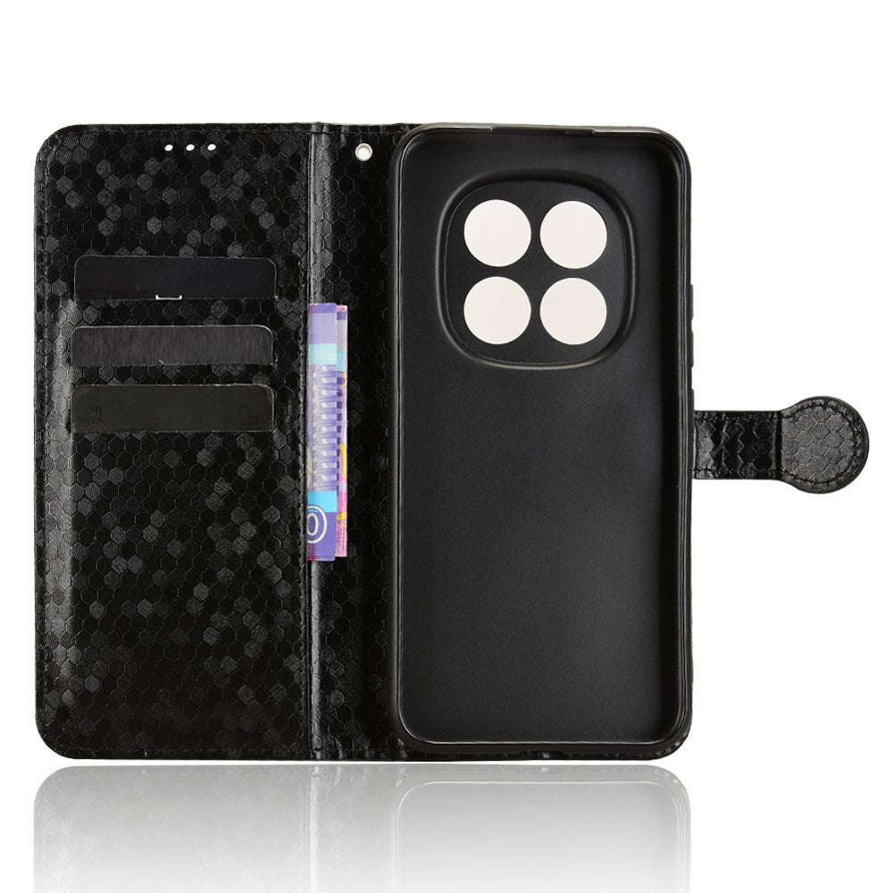 For Xiaomi Redmi Note 15 Pro 4G (Global) Wallet Case Dot Pattern Imprint PU Leather Phone Cover with Wrist Strap - Black