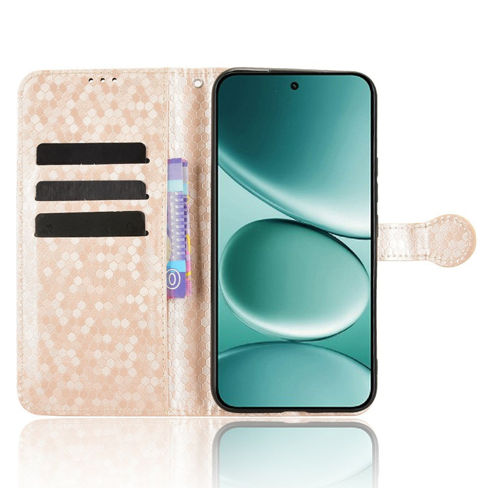 For Xiaomi Redmi Note 15 Pro 4G (Global) Wallet Case Dot Pattern Imprint PU Leather Phone Cover with Wrist Strap - Rose Gold