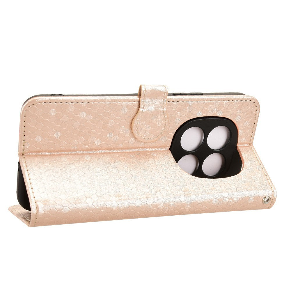 For Xiaomi Redmi Note 15 Pro 4G (Global) Wallet Case Dot Pattern Imprint PU Leather Phone Cover with Wrist Strap - Rose Gold