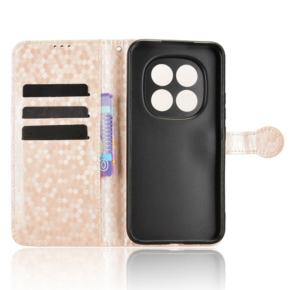 For Xiaomi Redmi Note 15 Pro 4G (Global) Wallet Case Dot Pattern Imprint PU Leather Phone Cover with Wrist Strap - Rose Gold