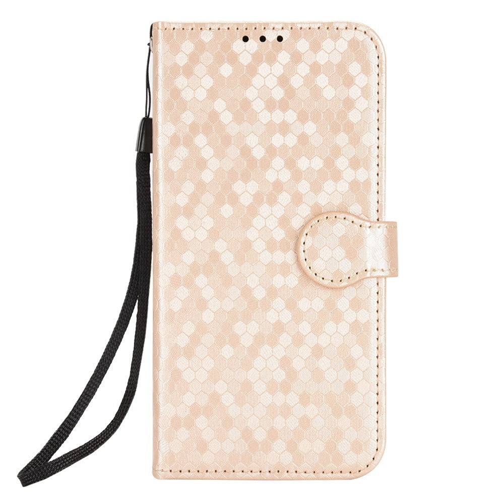 For Xiaomi Redmi Note 15 Pro 4G (Global) Wallet Case Dot Pattern Imprint PU Leather Phone Cover with Wrist Strap - Rose Gold