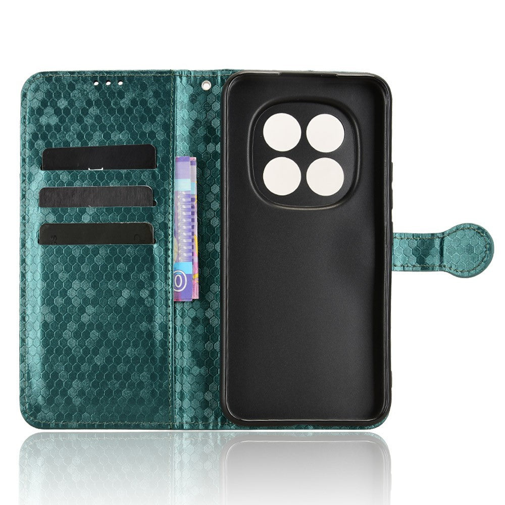 For Xiaomi Redmi Note 15 Pro 4G (Global) Wallet Case Dot Pattern Imprint PU Leather Phone Cover with Wrist Strap - Green