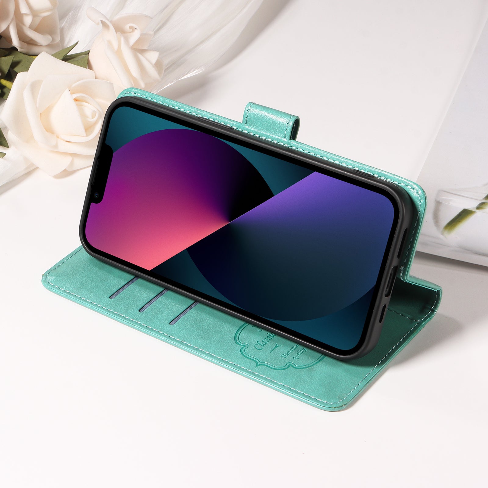 For Xiaomi Poco M8 Pro 5G / Redmi Note 15 Pro+ 5G (Global) Leather Case Butterfly Floral Imprint Wallet Stand Cover - Green