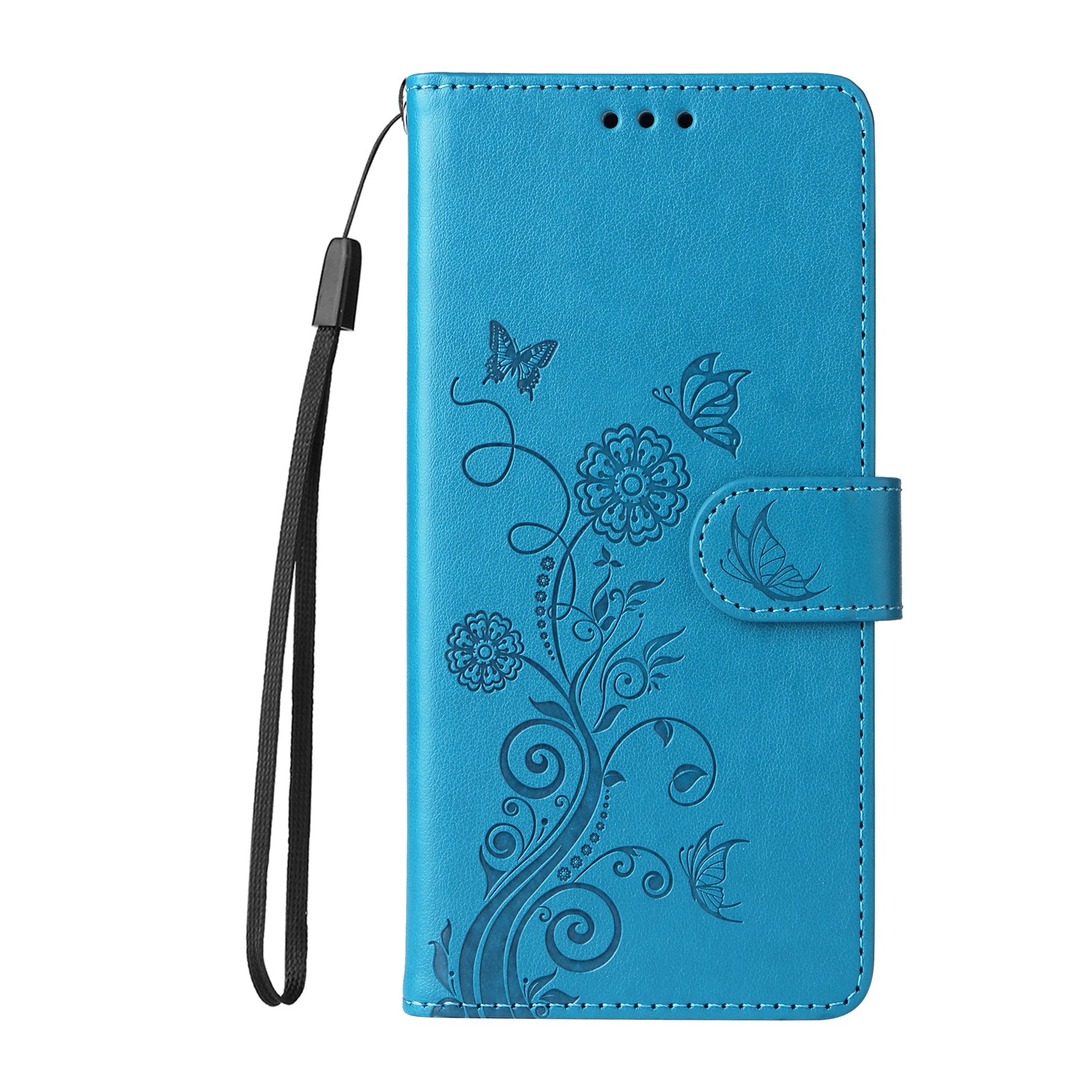 For Xiaomi Poco M8 Pro 5G / Redmi Note 15 Pro+ 5G (Global) Leather Case Butterfly Floral Imprint Wallet Stand Cover - Blue