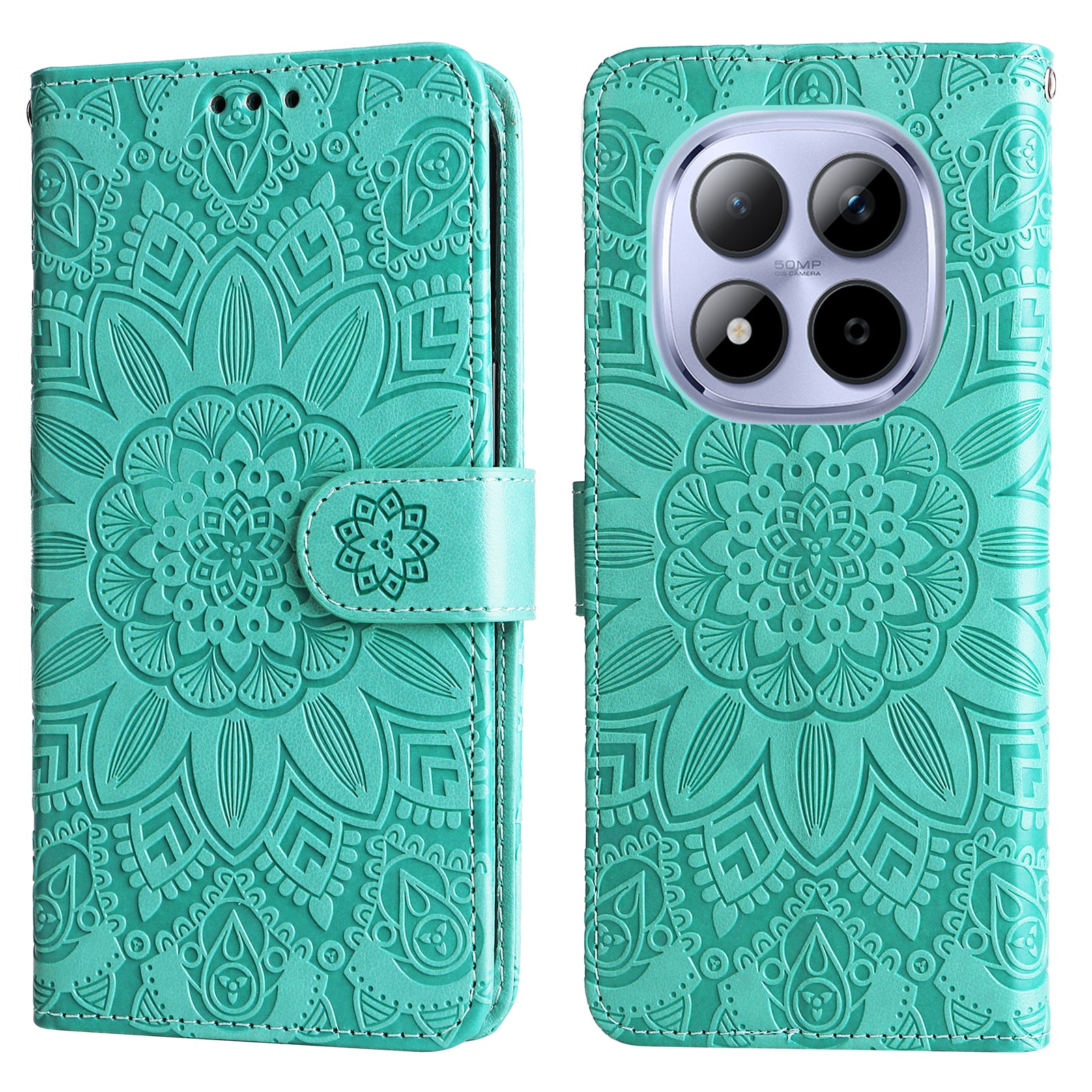 For Xiaomi Redmi Note 15 Pro 4G (Global) Case Sunflower Imprint Leather Wallet Phone Cover - Green