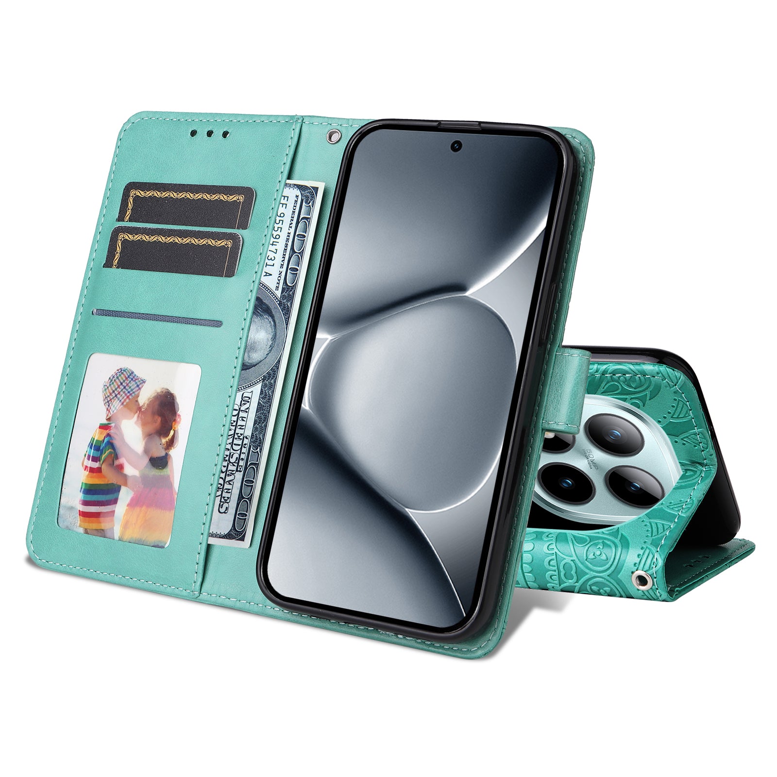 For Xiaomi Poco M8 Pro 5G / Redmi Note 15 Pro+ 5G (Global) Case Sunflower Imprint Leather Wallet Phone Cover - Green