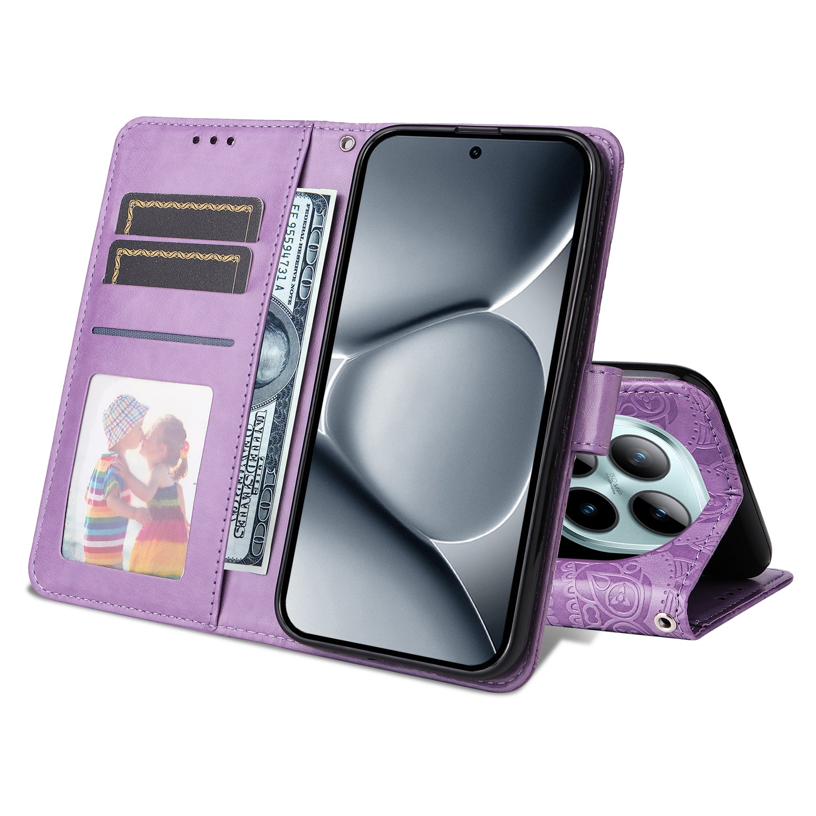 For Xiaomi Poco M8 Pro 5G / Redmi Note 15 Pro+ 5G (Global) Case Sunflower Imprint Leather Wallet Phone Cover - Purple