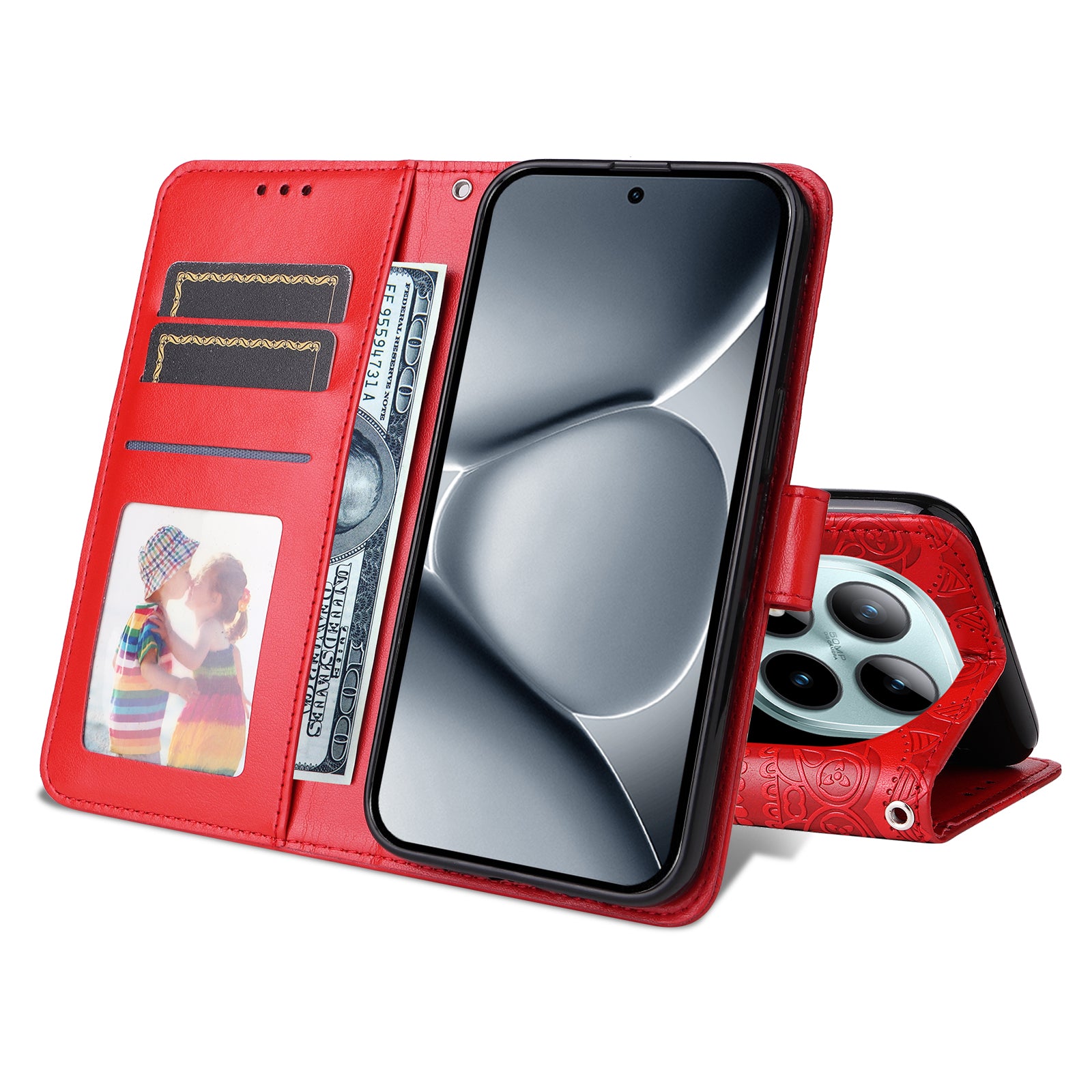For Xiaomi Poco M8 Pro 5G / Redmi Note 15 Pro+ 5G (Global) Case Sunflower Imprint Leather Wallet Phone Cover - Red