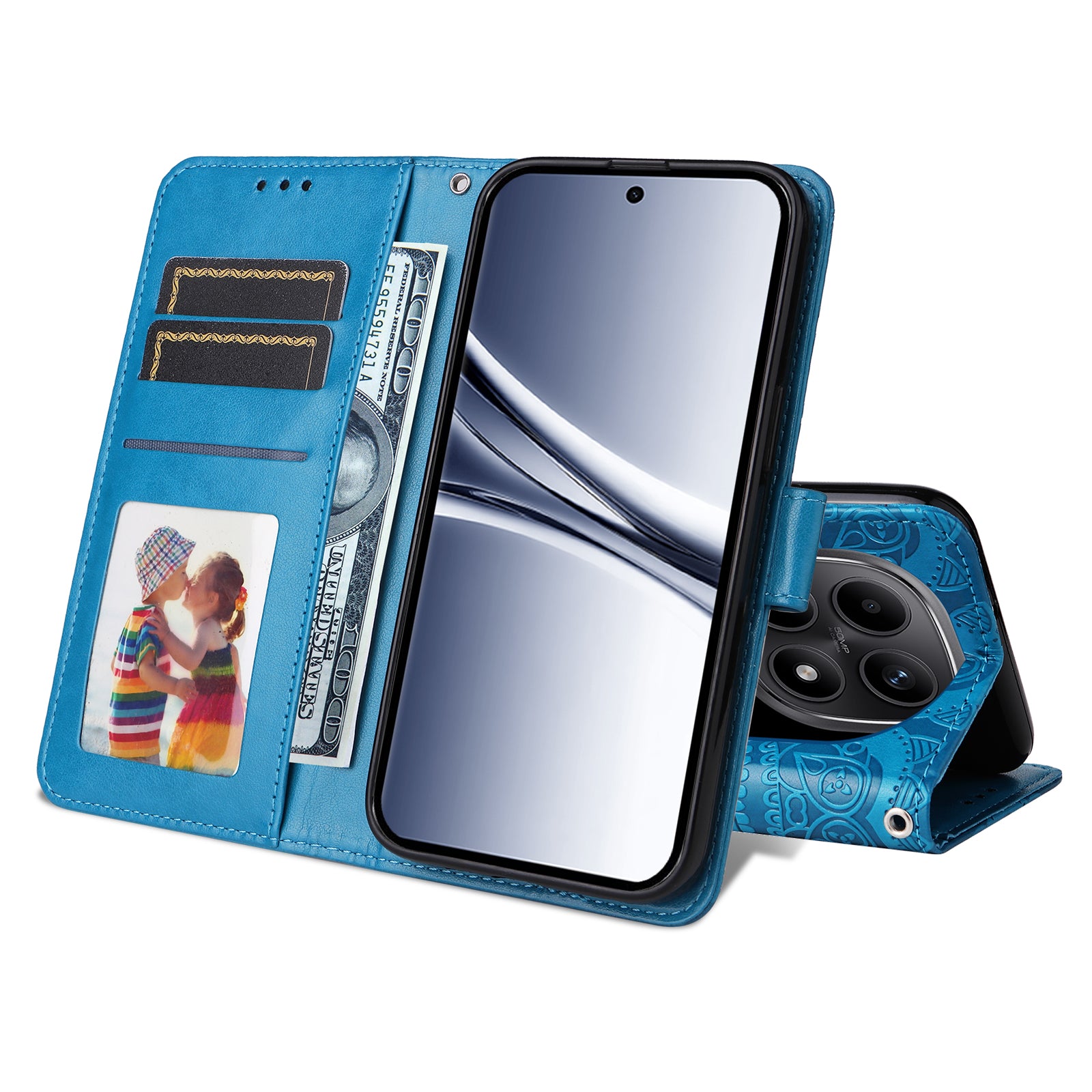 For Xiaomi Poco M8 5G / Redmi Note 15 5G (Global) / 15 4G (Global) Case Sunflower Imprint Leather Wallet Phone Cover - Blue