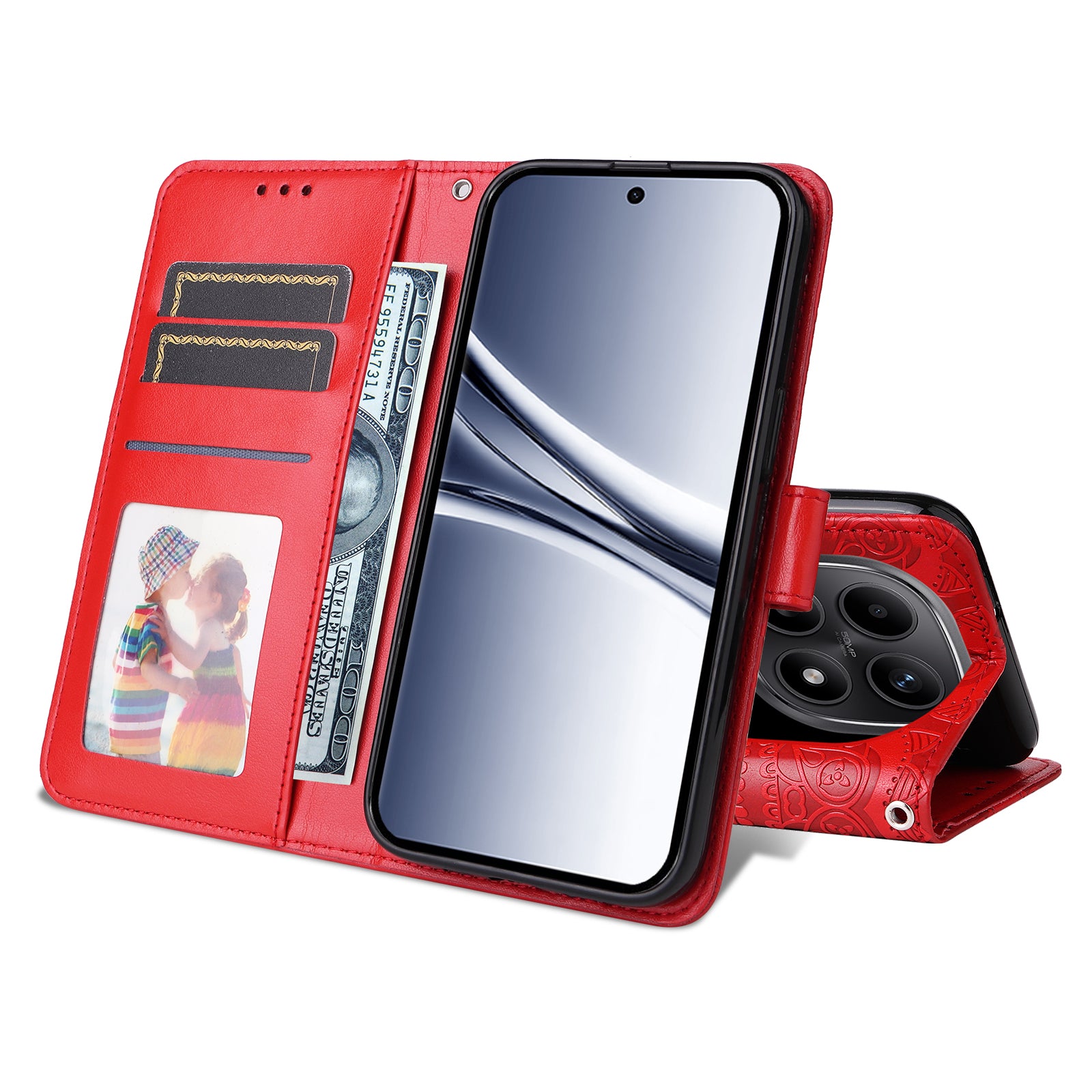 For Xiaomi Poco M8 5G / Redmi Note 15 5G (Global) / 15 4G (Global) Case Sunflower Imprint Leather Wallet Phone Cover - Red