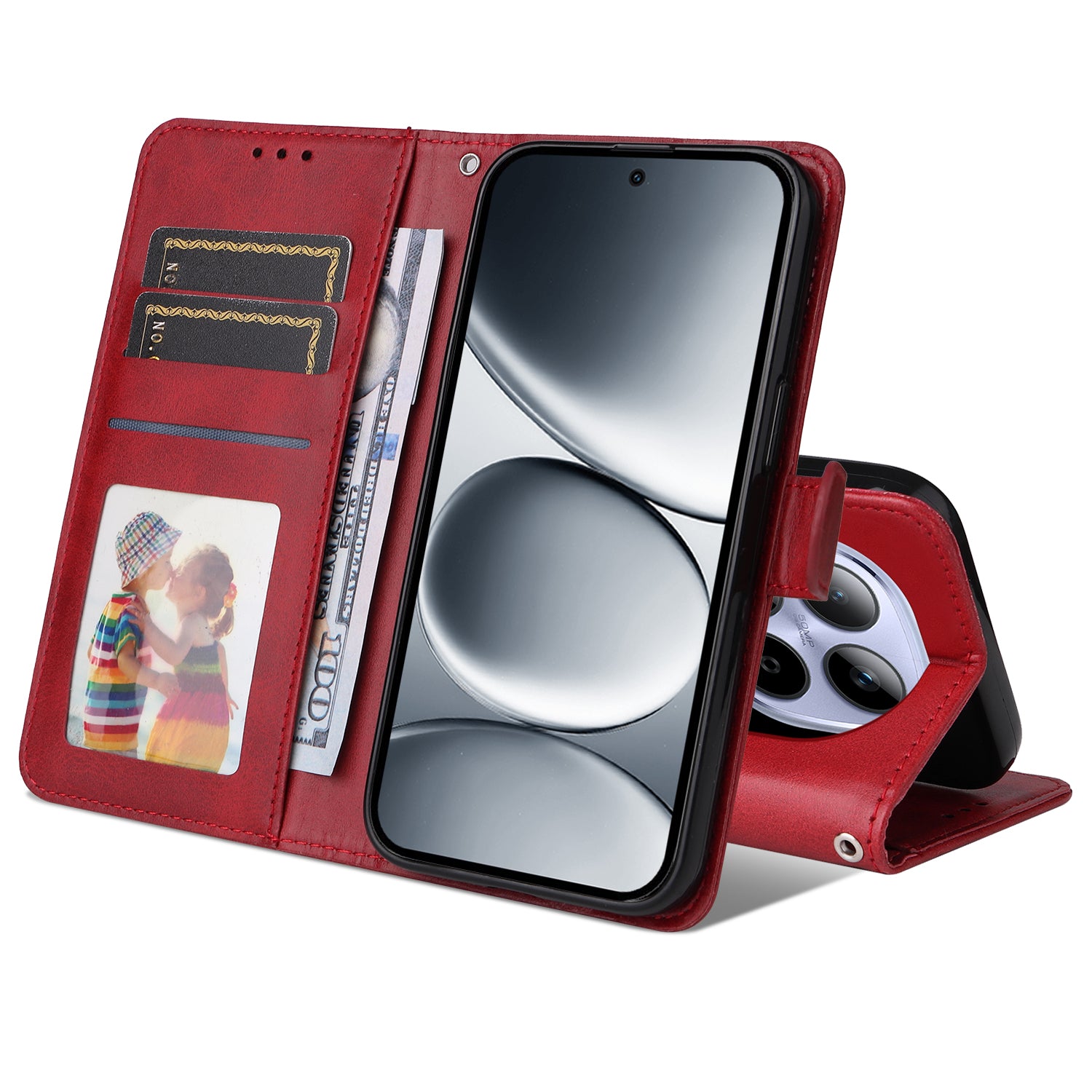 For Xiaomi Redmi Note 15 Pro 4G (Global) Case Wallet PU Leather Folio Flip Phone Cover - Red
