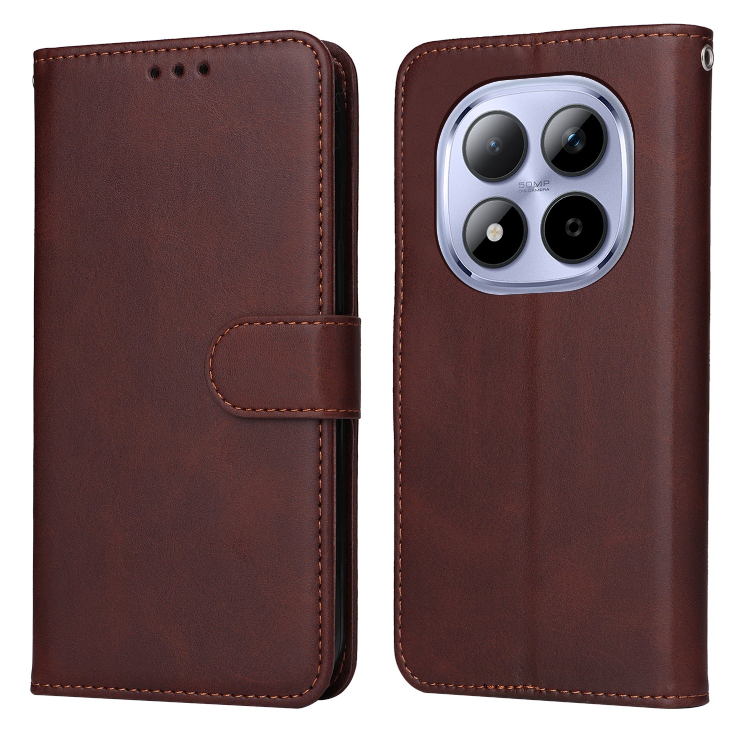 For Xiaomi Redmi Note 15 Pro 4G (Global) Case Wallet PU Leather Folio Flip Phone Cover - Brown