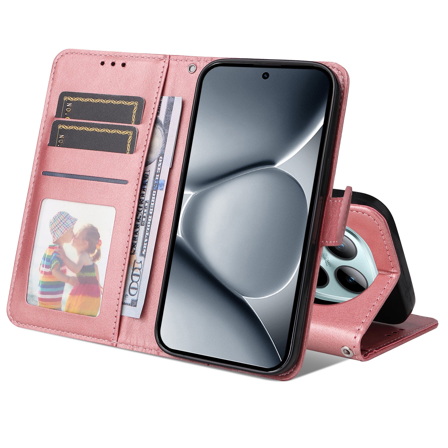 For Xiaomi Poco M8 Pro 5G / Redmi Note 15 Pro+ 5G (Global) Case Wallet PU Leather Folio Flip Phone Cover - Pink