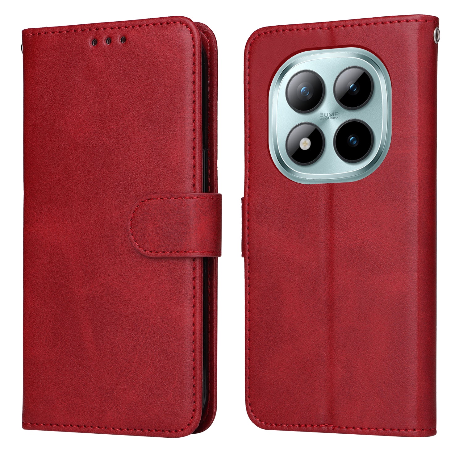 For Xiaomi Poco M8 Pro 5G / Redmi Note 15 Pro+ 5G (Global) Case Wallet PU Leather Folio Flip Phone Cover - Red