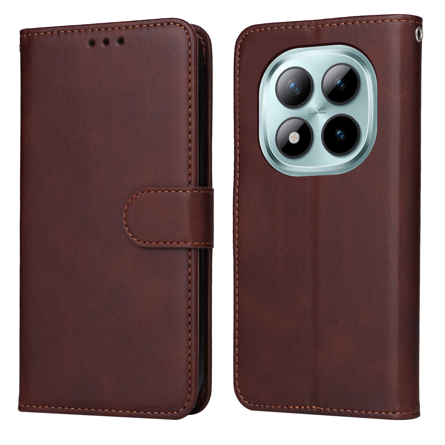For Xiaomi Poco M8 Pro 5G / Redmi Note 15 Pro+ 5G (Global) Case Wallet PU Leather Folio Flip Phone Cover - Brown