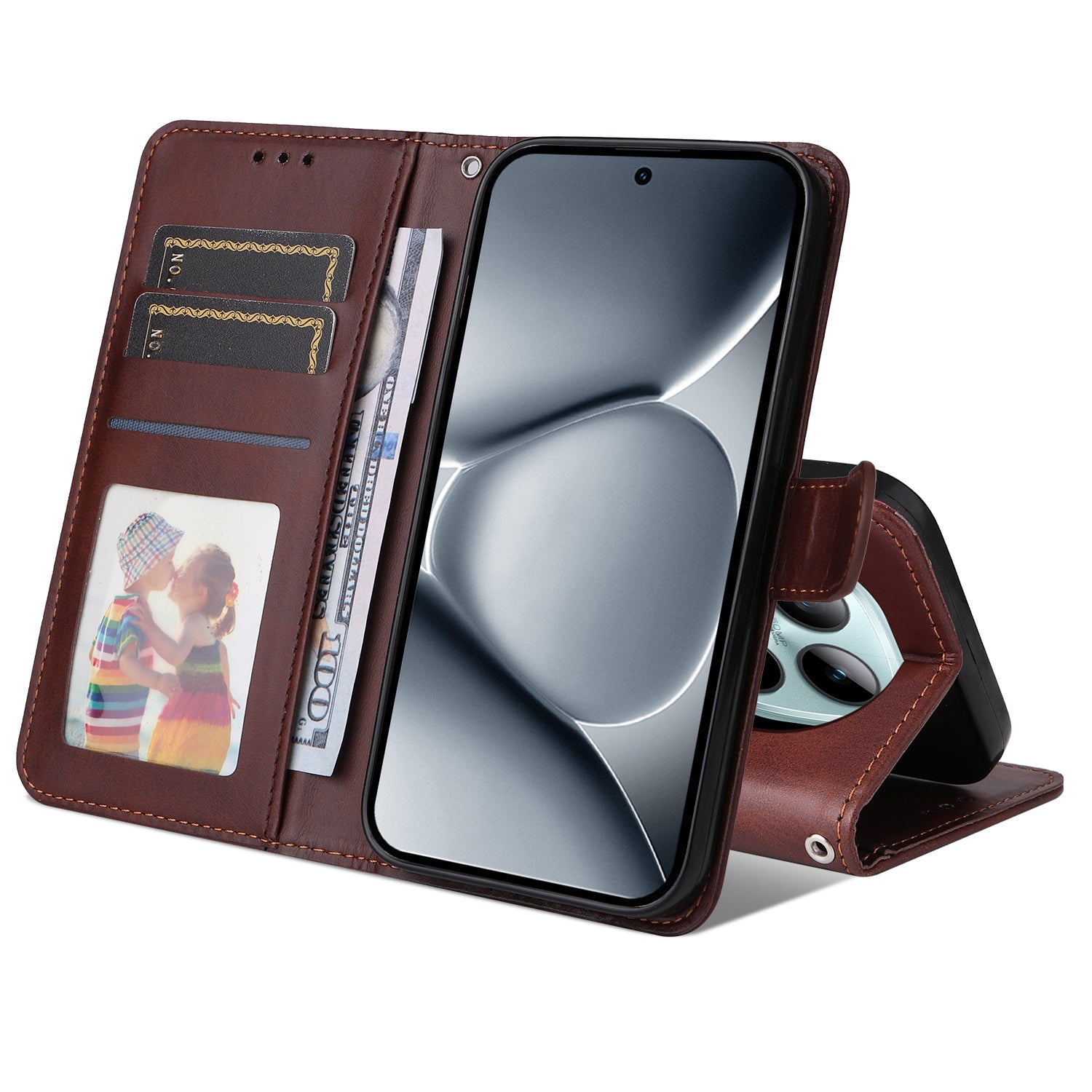 For Xiaomi Poco M8 Pro 5G / Redmi Note 15 Pro+ 5G (Global) Case Wallet PU Leather Folio Flip Phone Cover - Brown
