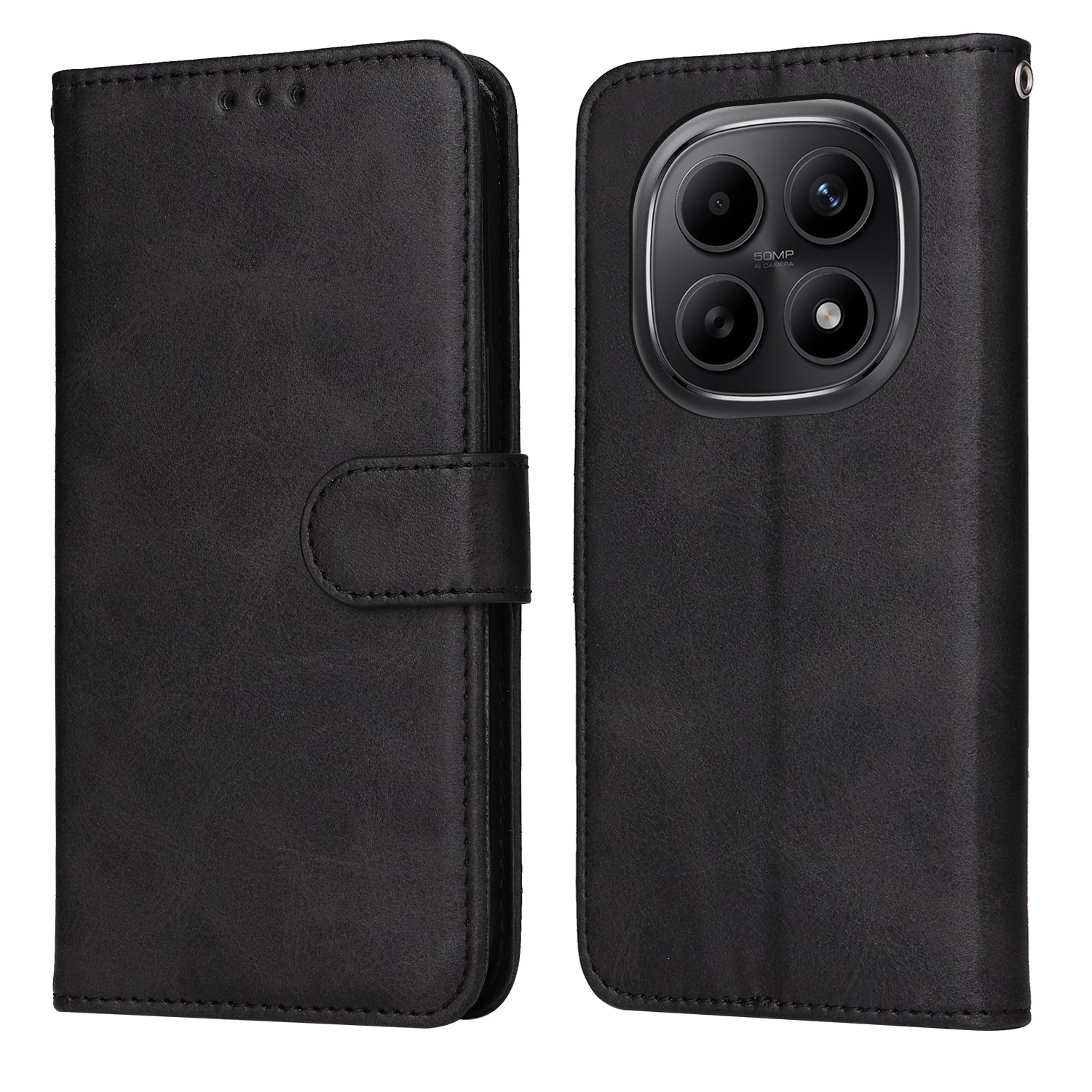 For Xiaomi Poco M8 5G / Redmi Note 15 5G (Global) / 15 4G (Global) Case Wallet PU Leather Folio Flip Phone Cover - Black