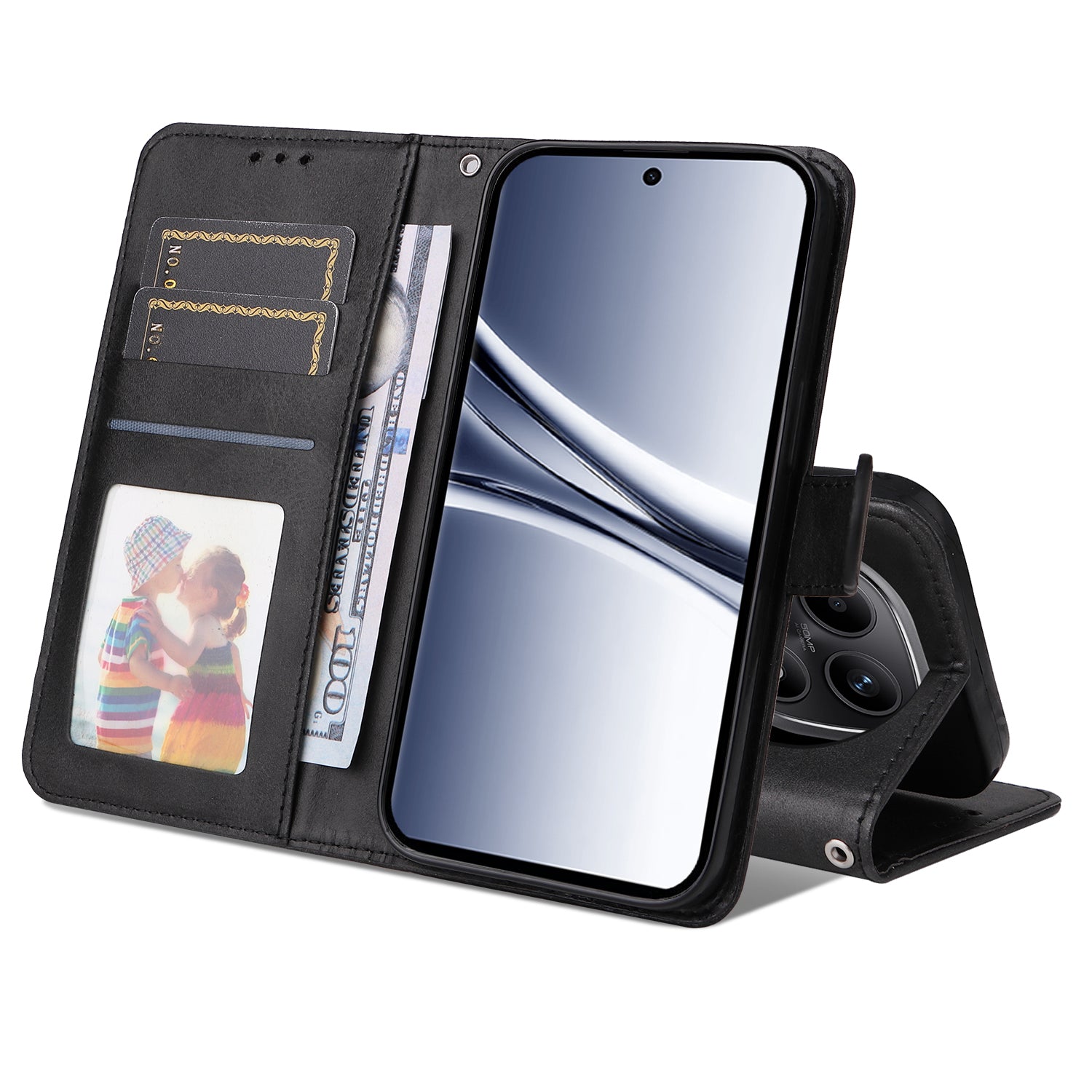 For Xiaomi Poco M8 5G / Redmi Note 15 5G (Global) / 15 4G (Global) Case Wallet PU Leather Folio Flip Phone Cover - Black