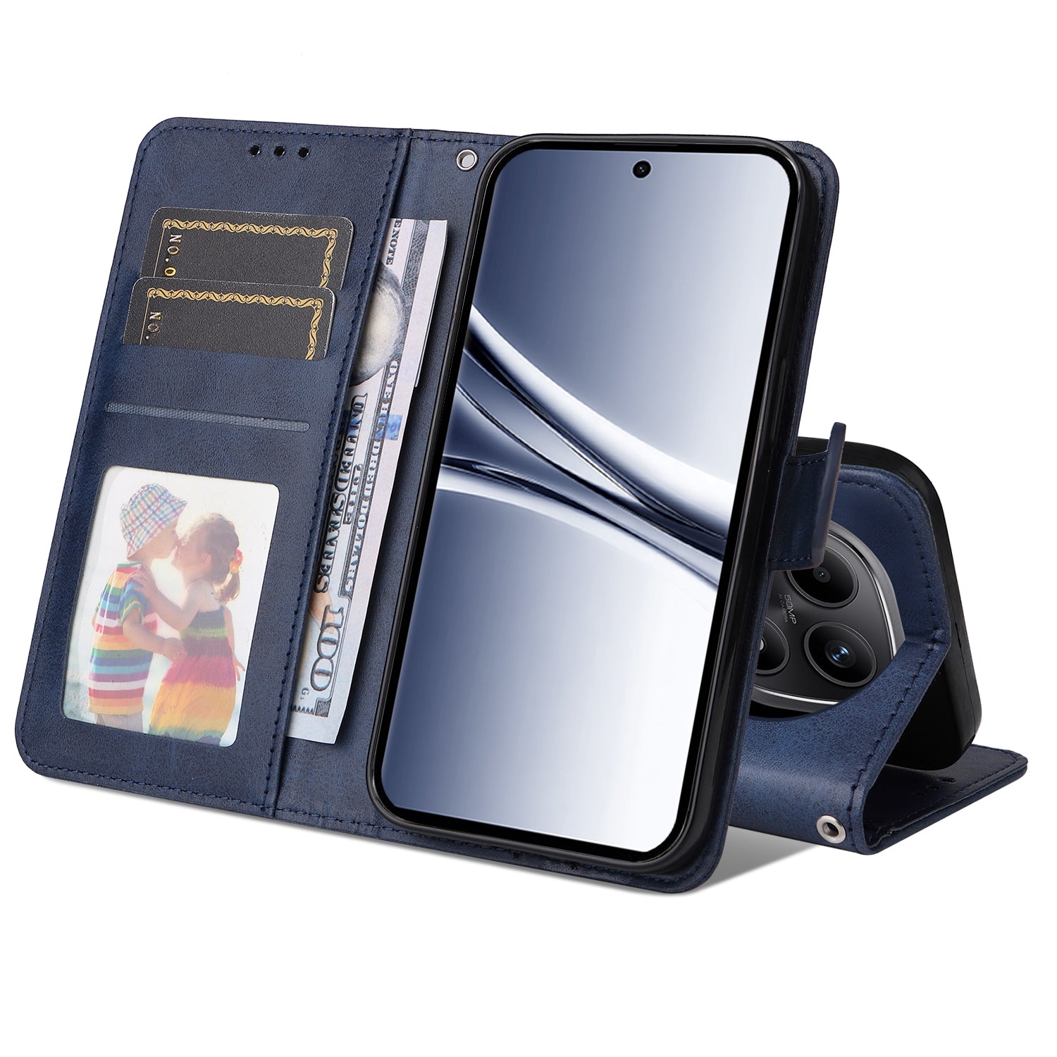 For Xiaomi Poco M8 5G / Redmi Note 15 5G (Global) / 15 4G (Global) Case Wallet PU Leather Folio Flip Phone Cover - Blue