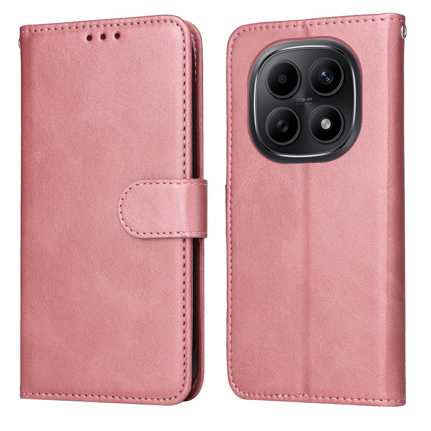 For Xiaomi Poco M8 5G / Redmi Note 15 5G (Global) / 15 4G (Global) Case Wallet PU Leather Folio Flip Phone Cover - Pink