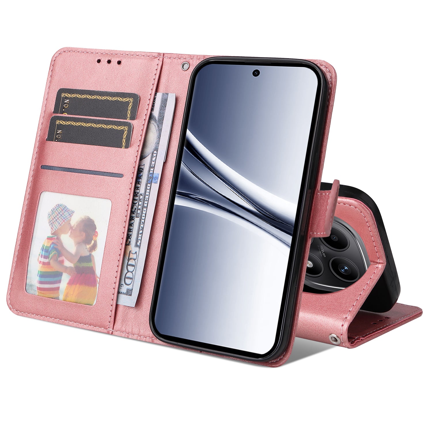 For Xiaomi Poco M8 5G / Redmi Note 15 5G (Global) / 15 4G (Global) Case Wallet PU Leather Folio Flip Phone Cover - Pink