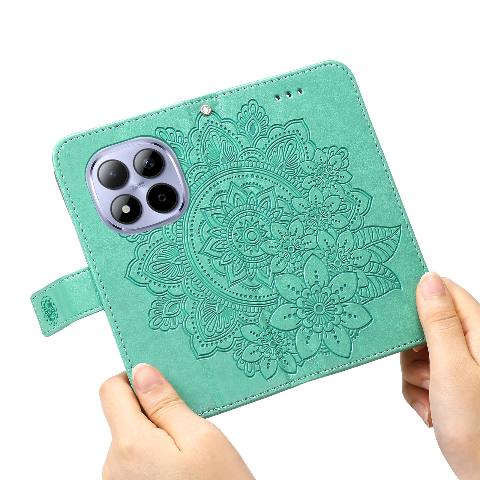 For Xiaomi Redmi Note 15 Pro 4G (Global) Case Floral Pattern PU Leather Wallet Stand Phone Cover - Green