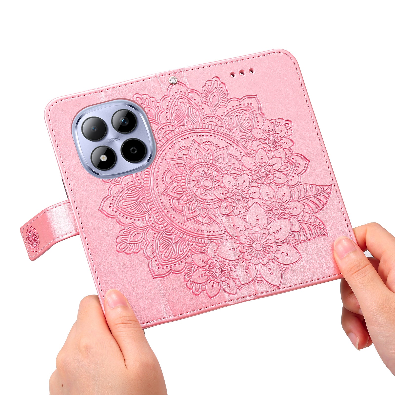 For Xiaomi Redmi Note 15 Pro 4G (Global) Case Floral Pattern PU Leather Wallet Stand Phone Cover - Pink