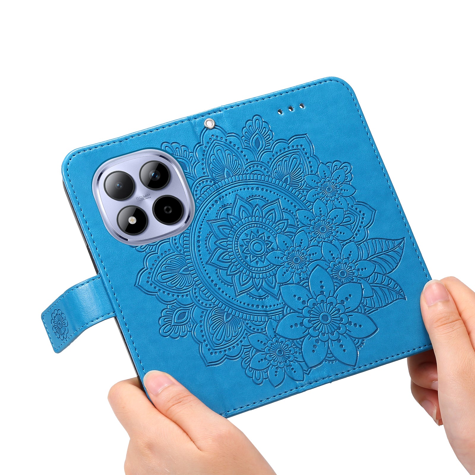 For Xiaomi Redmi Note 15 Pro 4G (Global) Case Floral Pattern PU Leather Wallet Stand Phone Cover - Blue