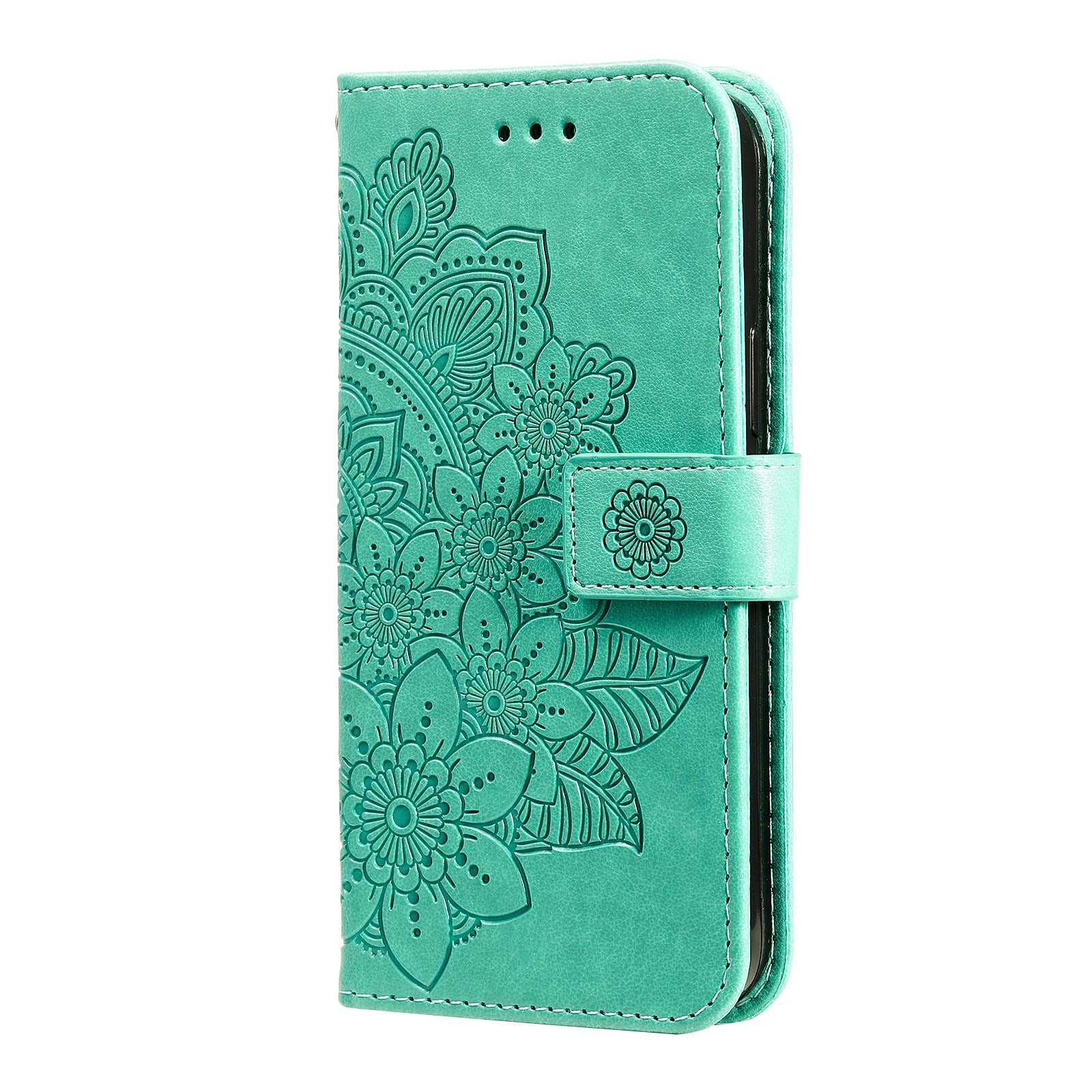 For Xiaomi Poco M8 Pro 5G / Redmi Note 15 Pro+ 5G (Global) Case Floral Pattern PU Leather Wallet Stand Phone Cover - Green