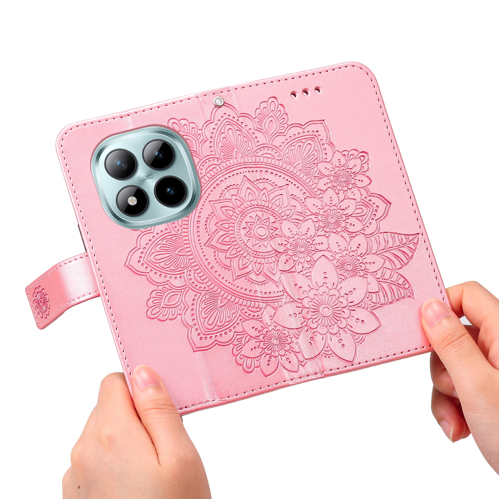 For Xiaomi Poco M8 Pro 5G / Redmi Note 15 Pro+ 5G (Global) Case Floral Pattern PU Leather Wallet Stand Phone Cover - Pink