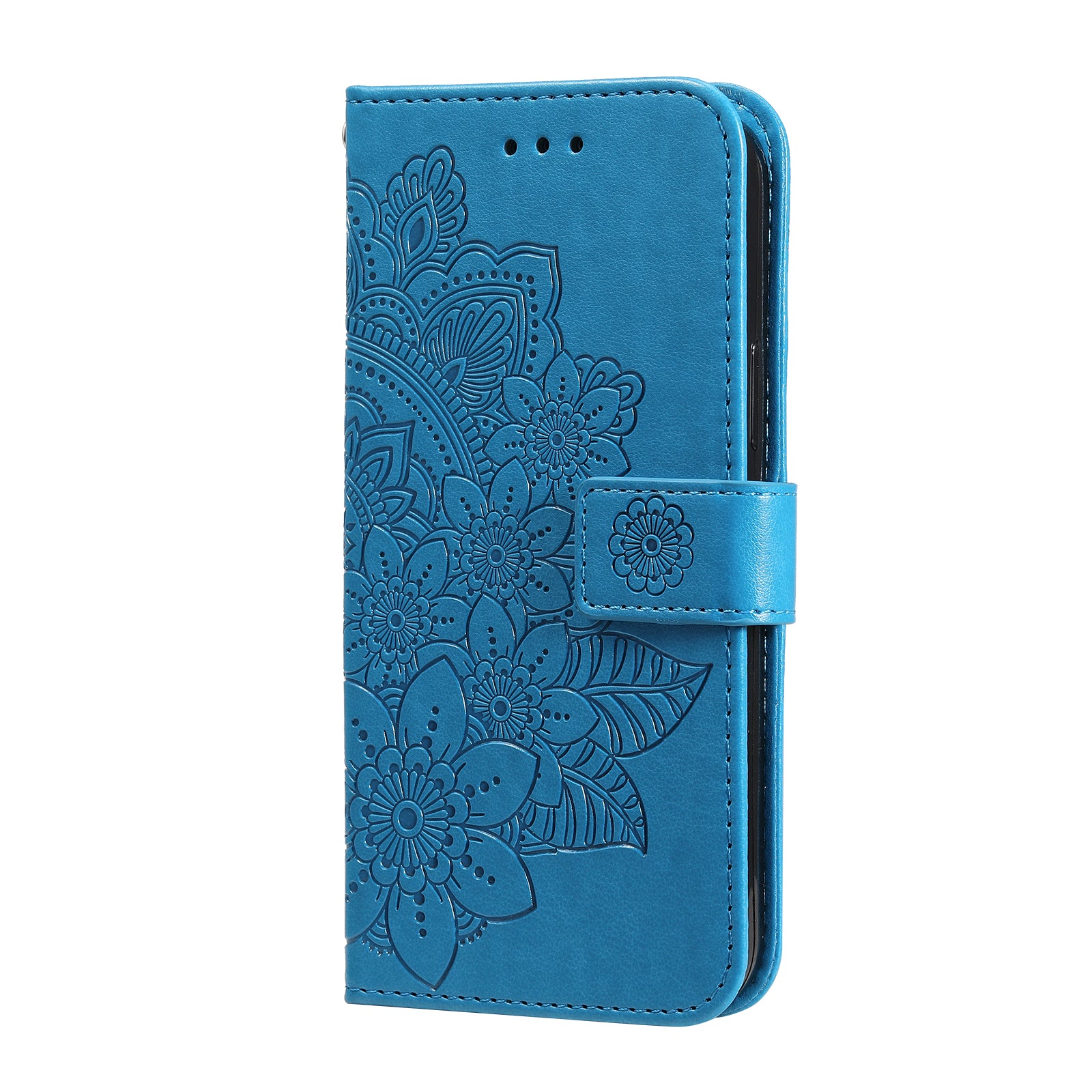 For Xiaomi Poco M8 Pro 5G / Redmi Note 15 Pro+ 5G (Global) Case Floral Pattern PU Leather Wallet Stand Phone Cover - Blue