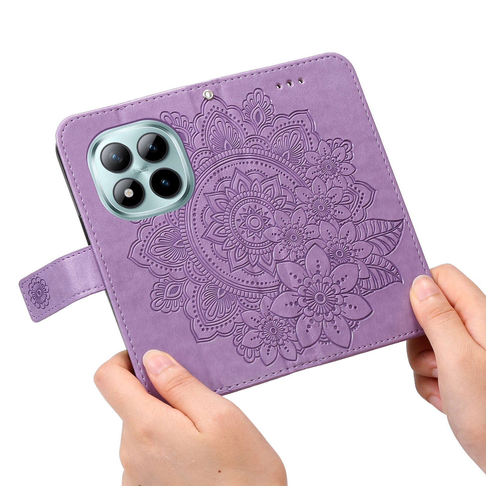 For Xiaomi Poco M8 Pro 5G / Redmi Note 15 Pro+ 5G (Global) Case Floral Pattern PU Leather Wallet Stand Phone Cover - Purple