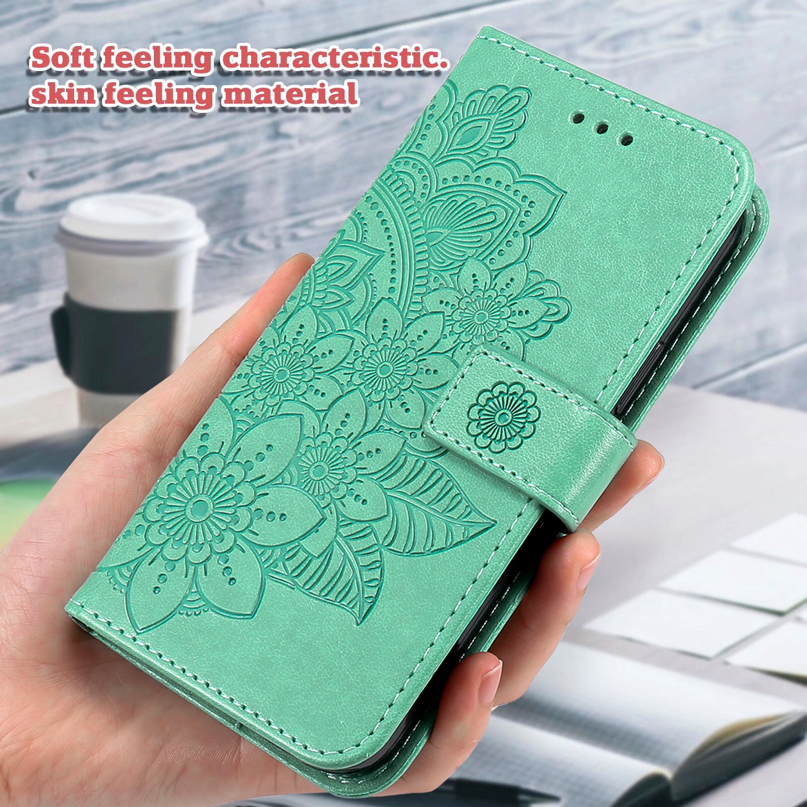 For Xiaomi Poco M8 5G / Redmi Note 15 5G (Global) / 15 4G (Global) Case Floral Pattern PU Leather Wallet Stand Phone Cover - Green