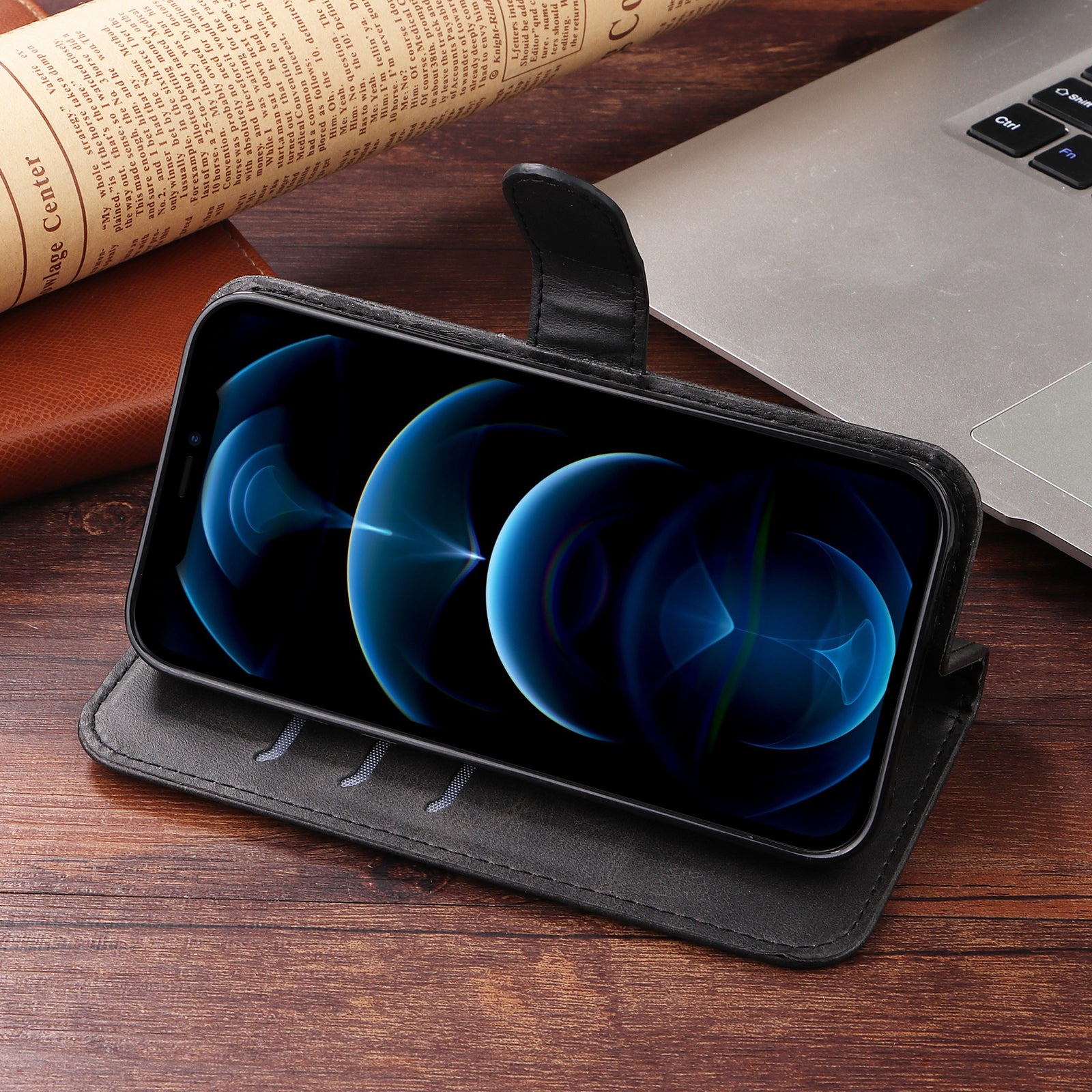 For Xiaomi Poco M8 Pro 5G / Redmi Note 15 Pro+ 5G (Global) PU Leather Cases with Zipper Pocket Wallet Phone Cover Stand - Black