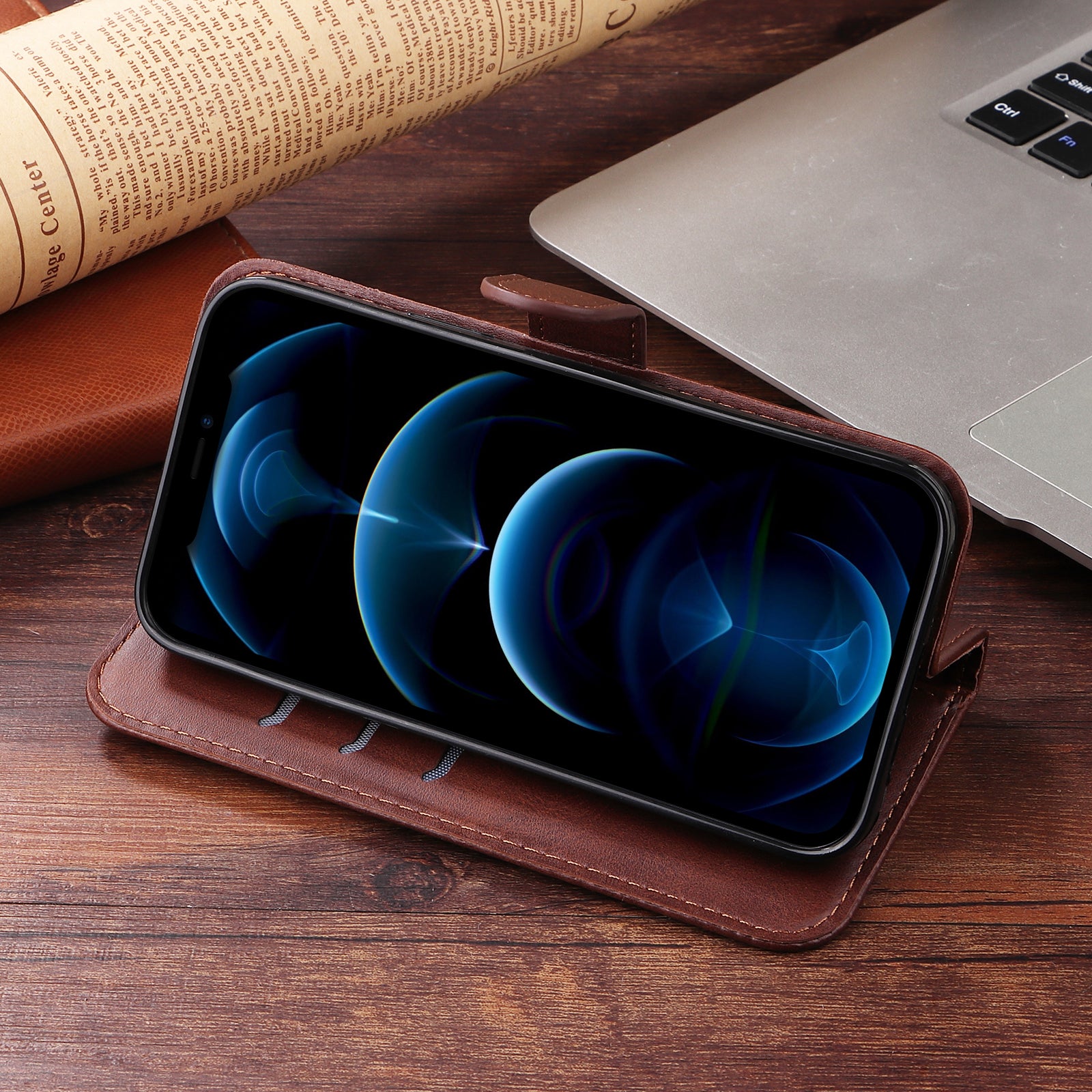For Xiaomi Poco M8 Pro 5G / Redmi Note 15 Pro+ 5G (Global) PU Leather Cases with Zipper Pocket Wallet Phone Cover Stand - Brown
