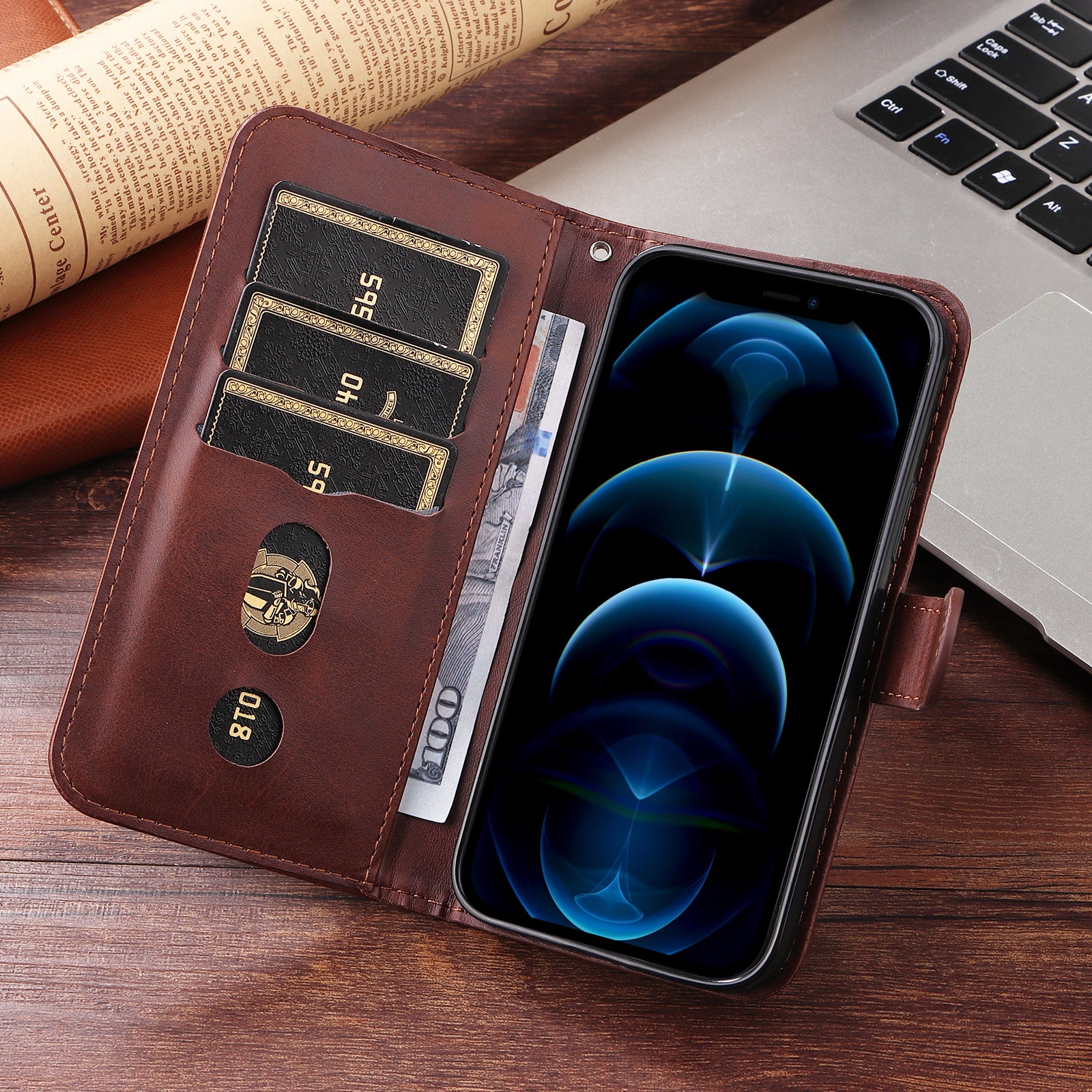 For Xiaomi Poco M8 Pro 5G / Redmi Note 15 Pro+ 5G (Global) PU Leather Cases with Zipper Pocket Wallet Phone Cover Stand - Brown