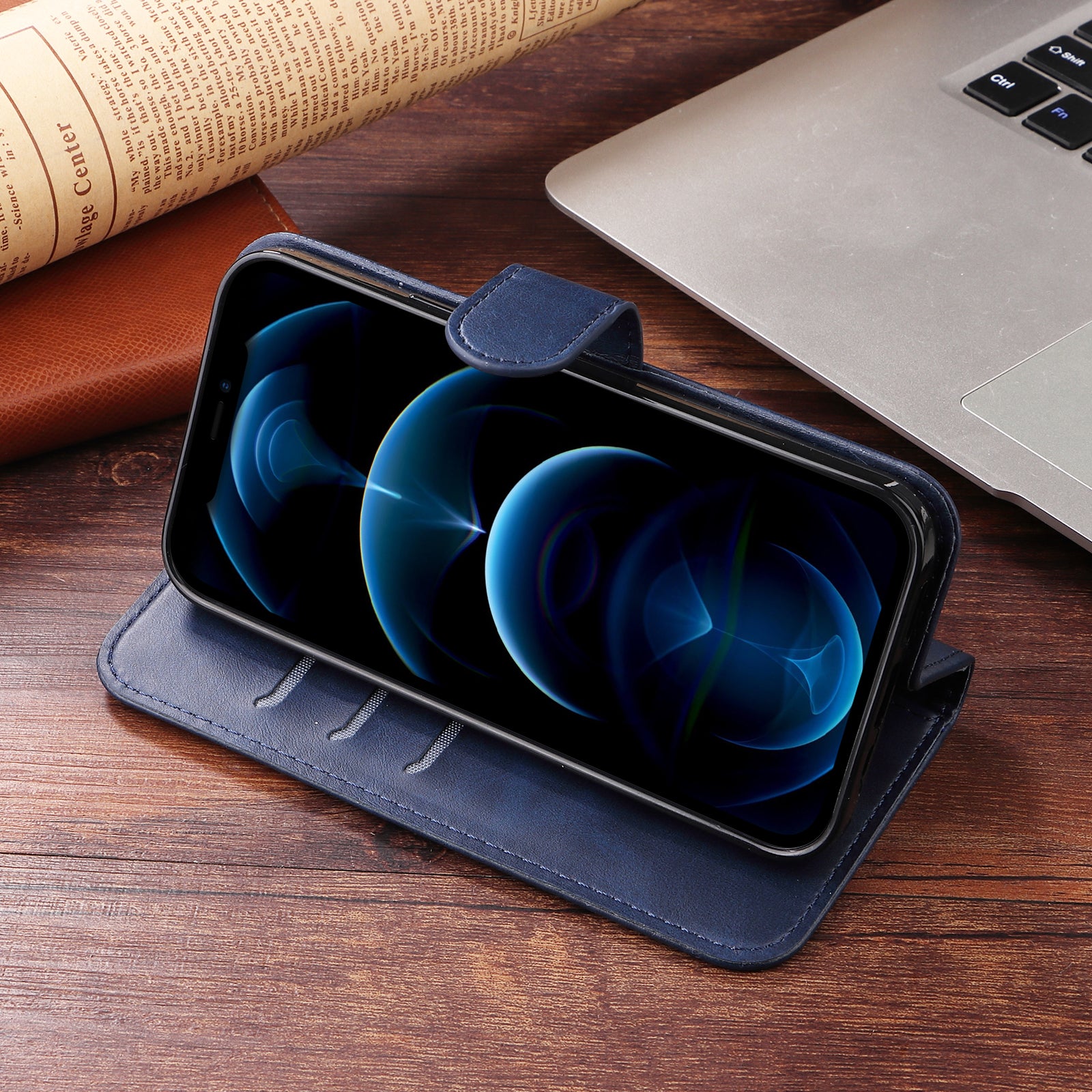 For Xiaomi Poco M8 Pro 5G / Redmi Note 15 Pro+ 5G (Global) PU Leather Cases with Zipper Pocket Wallet Phone Cover Stand - Blue