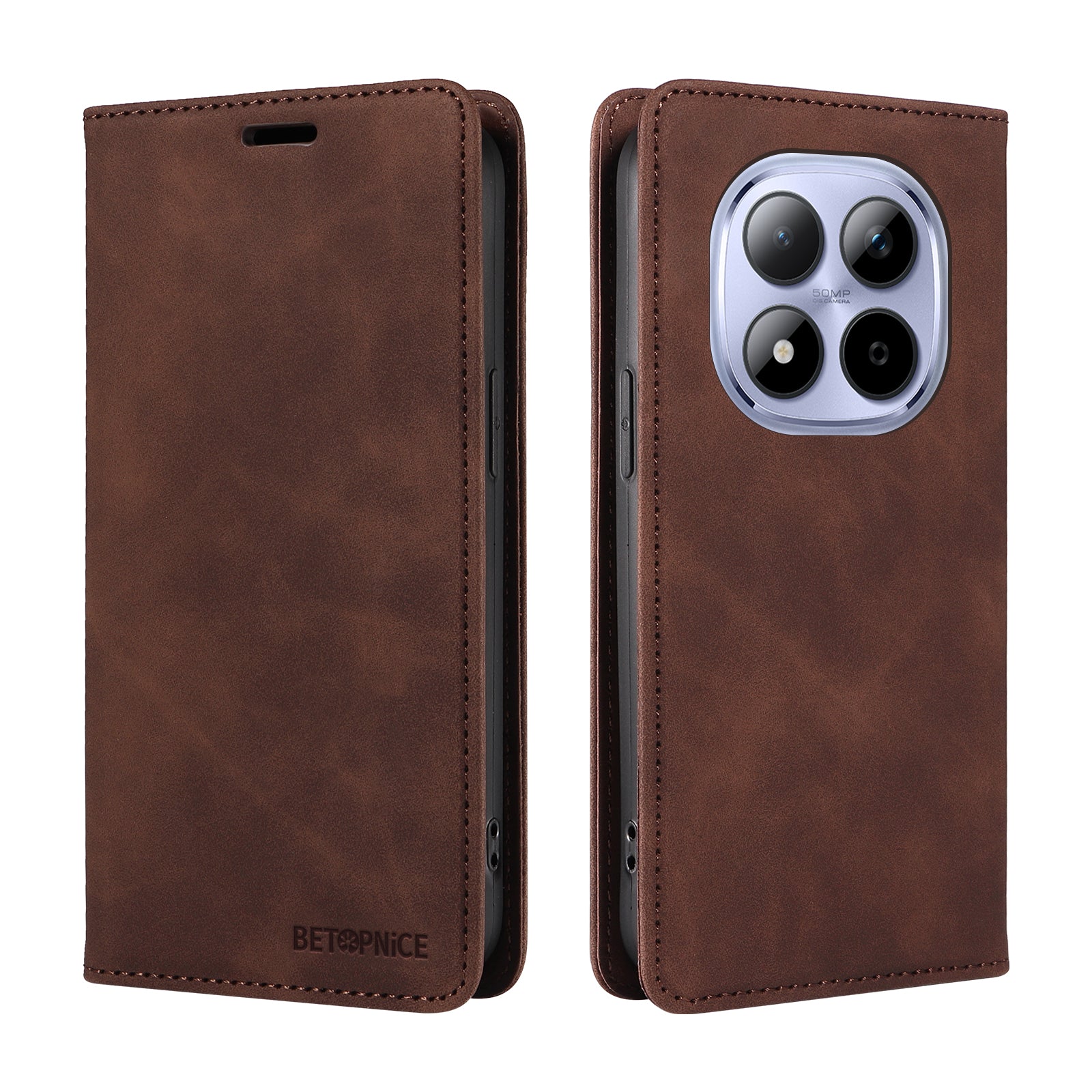 For Xiaomi Redmi Note 15 Pro 4G (Global) Case BETOPNICE Magnetic Closure RFID Blocking Wallet Stand Leather Phone Cover - Brown