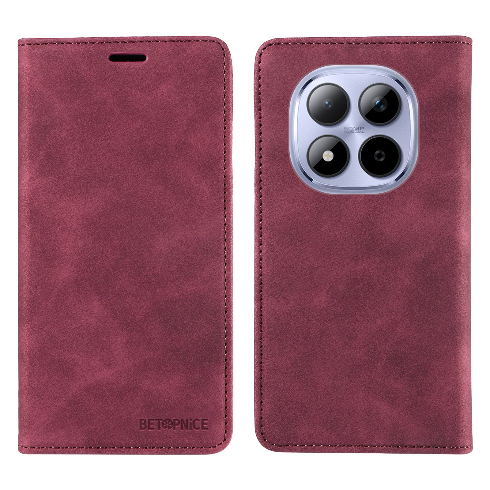 For Xiaomi Redmi Note 15 Pro 4G (Global) Case BETOPNICE Magnetic Closure RFID Blocking Wallet Stand Leather Phone Cover - Red