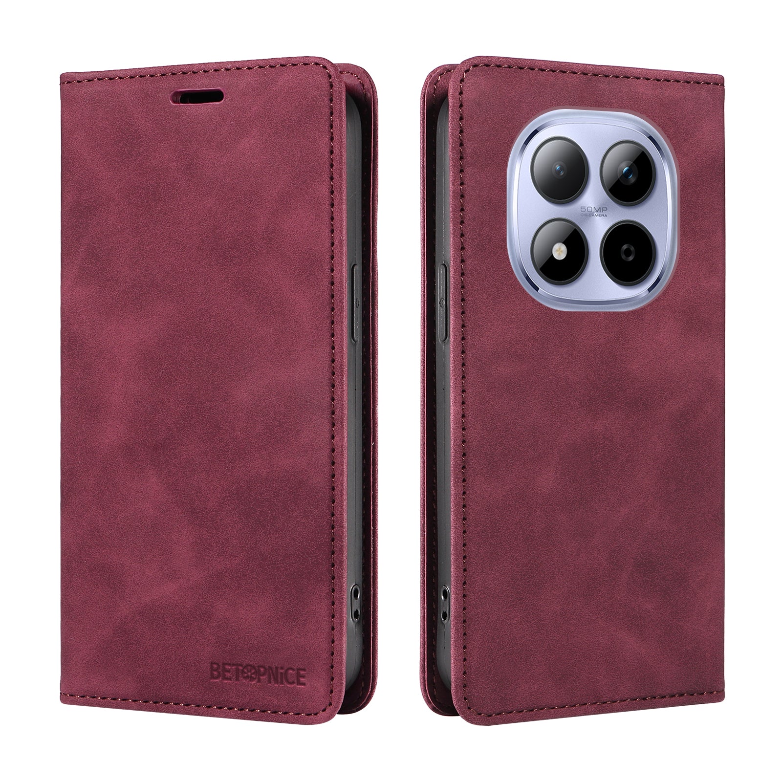 For Xiaomi Redmi Note 15 Pro 4G (Global) Case BETOPNICE Magnetic Closure RFID Blocking Wallet Stand Leather Phone Cover - Red