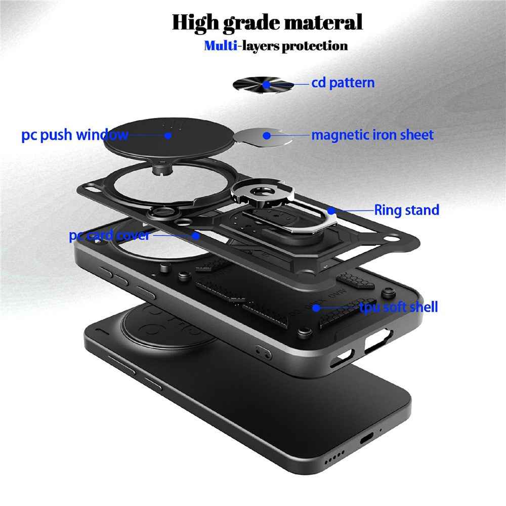 For vivo X300 Pro 5G Case with Slide Camera Lid PC + TPU Kickstand Phone Cover - Rose Gold