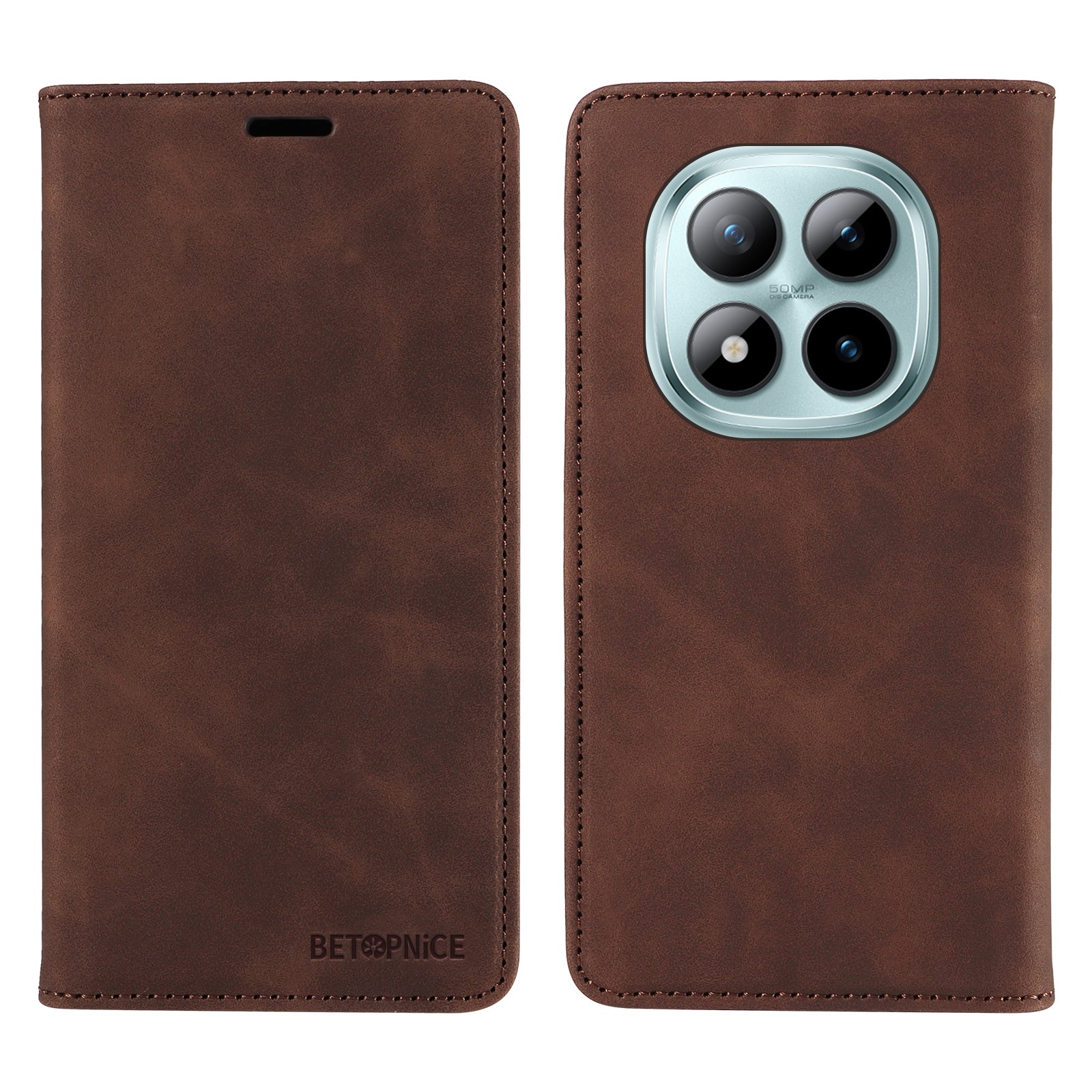 For Xiaomi Poco M8 Pro 5G / Redmi Note 15 Pro+ 5G (Global) Case BETOPNICE Magnetic Closure RFID Blocking Wallet Stand Leather Phone Cover - Brown